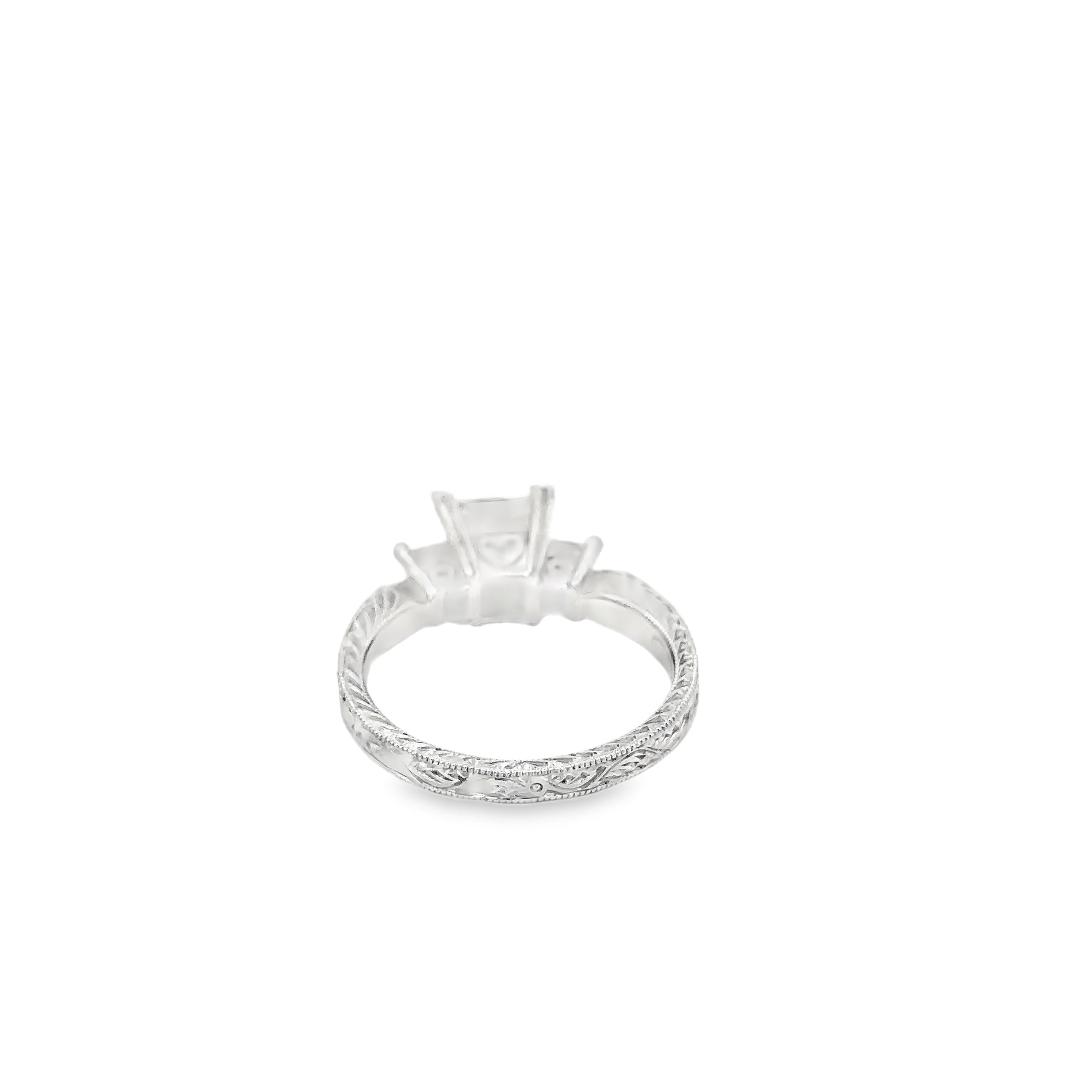 Platinum Solitaire Engagement Ring with 2 Princess Cut Diamonds