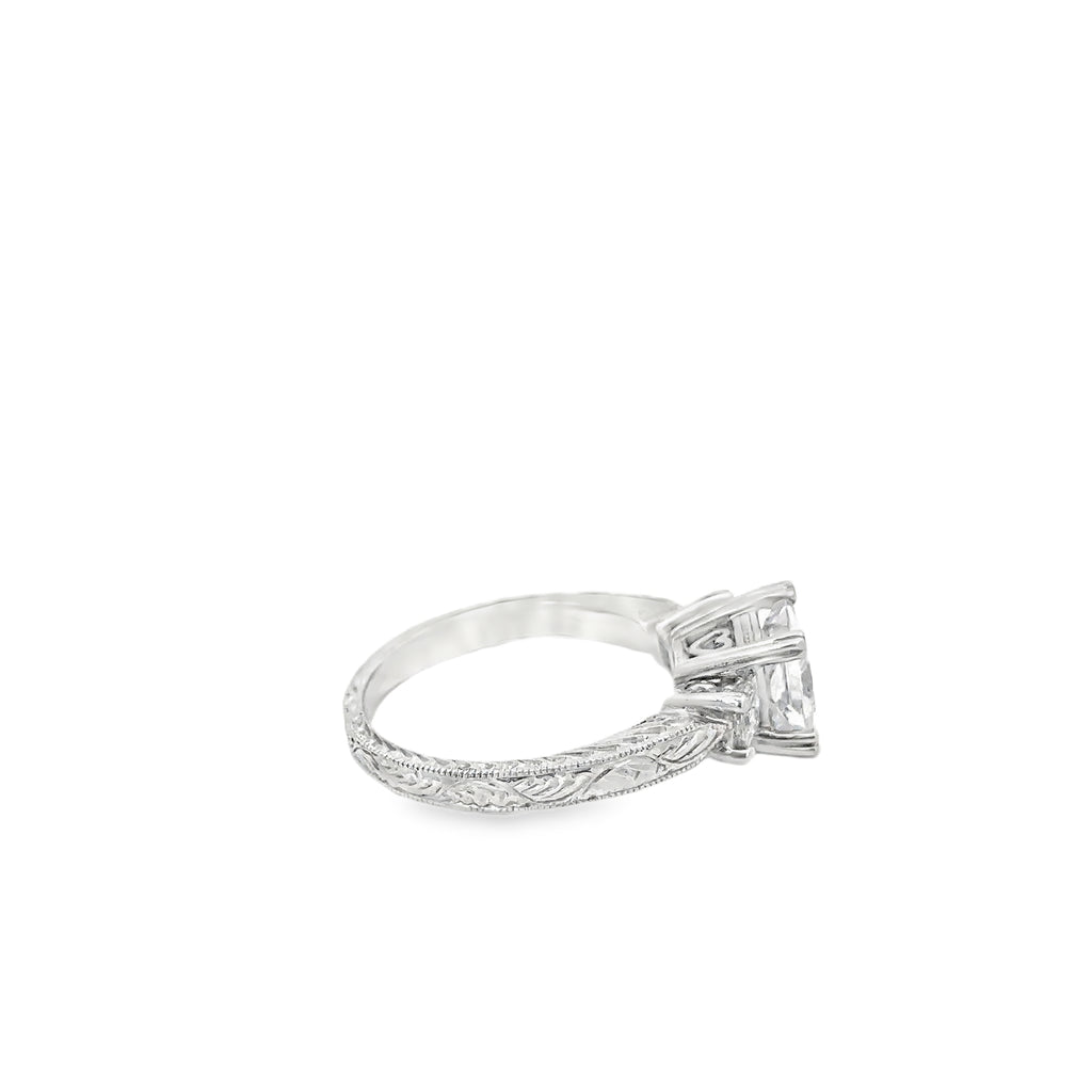 Platinum Solitaire Engagement Ring with 2 Princess Cut Diamonds