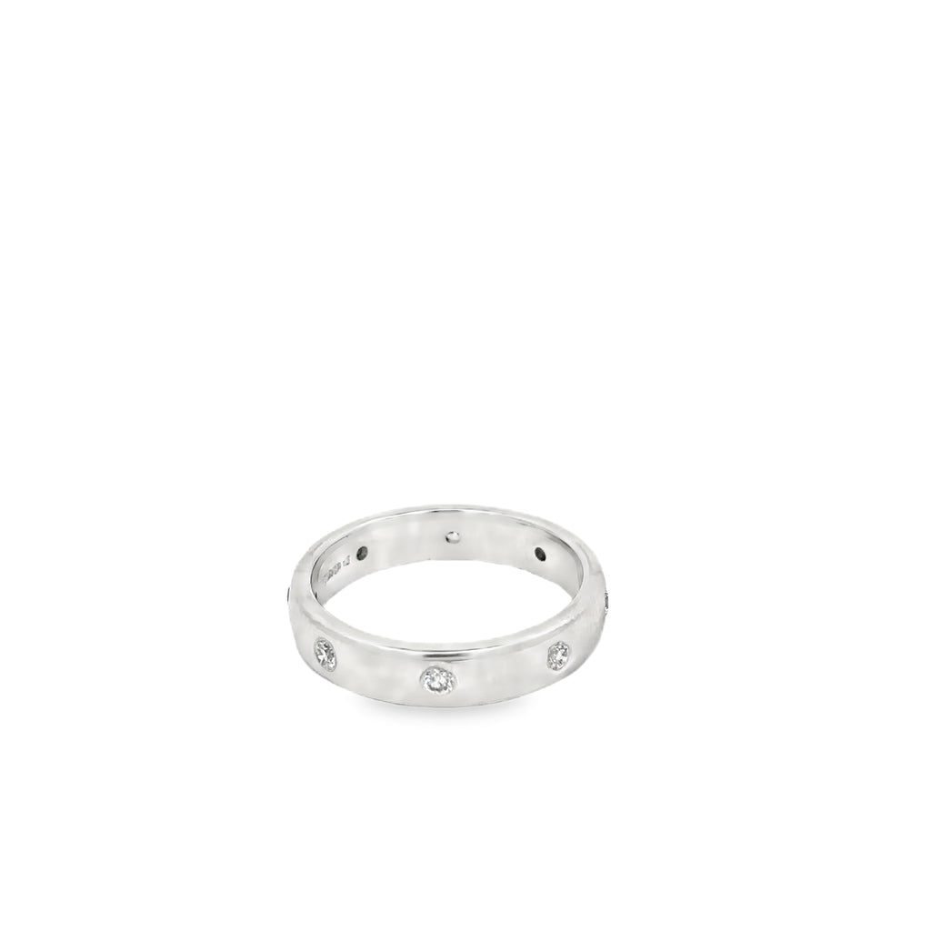 14K White Gold Diamond Eternity Band with 8 Burnished Diamonds