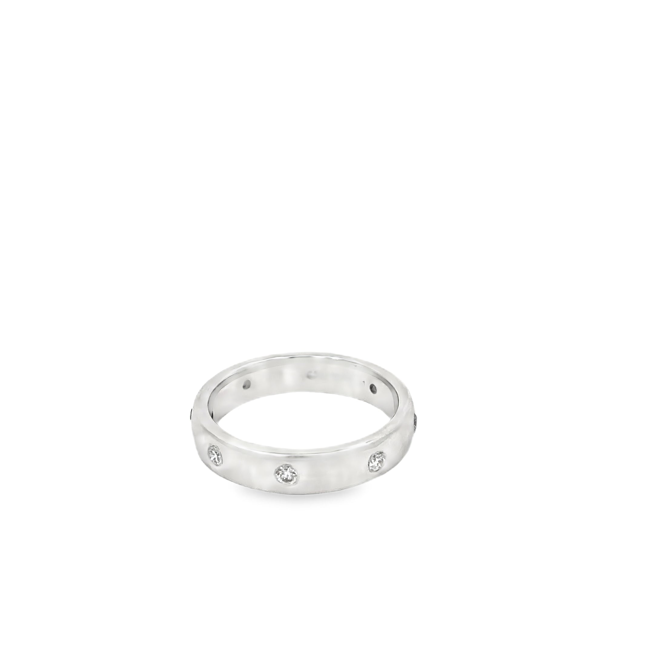 14K White Gold Diamond Eternity Band with 8 Burnished Diamonds