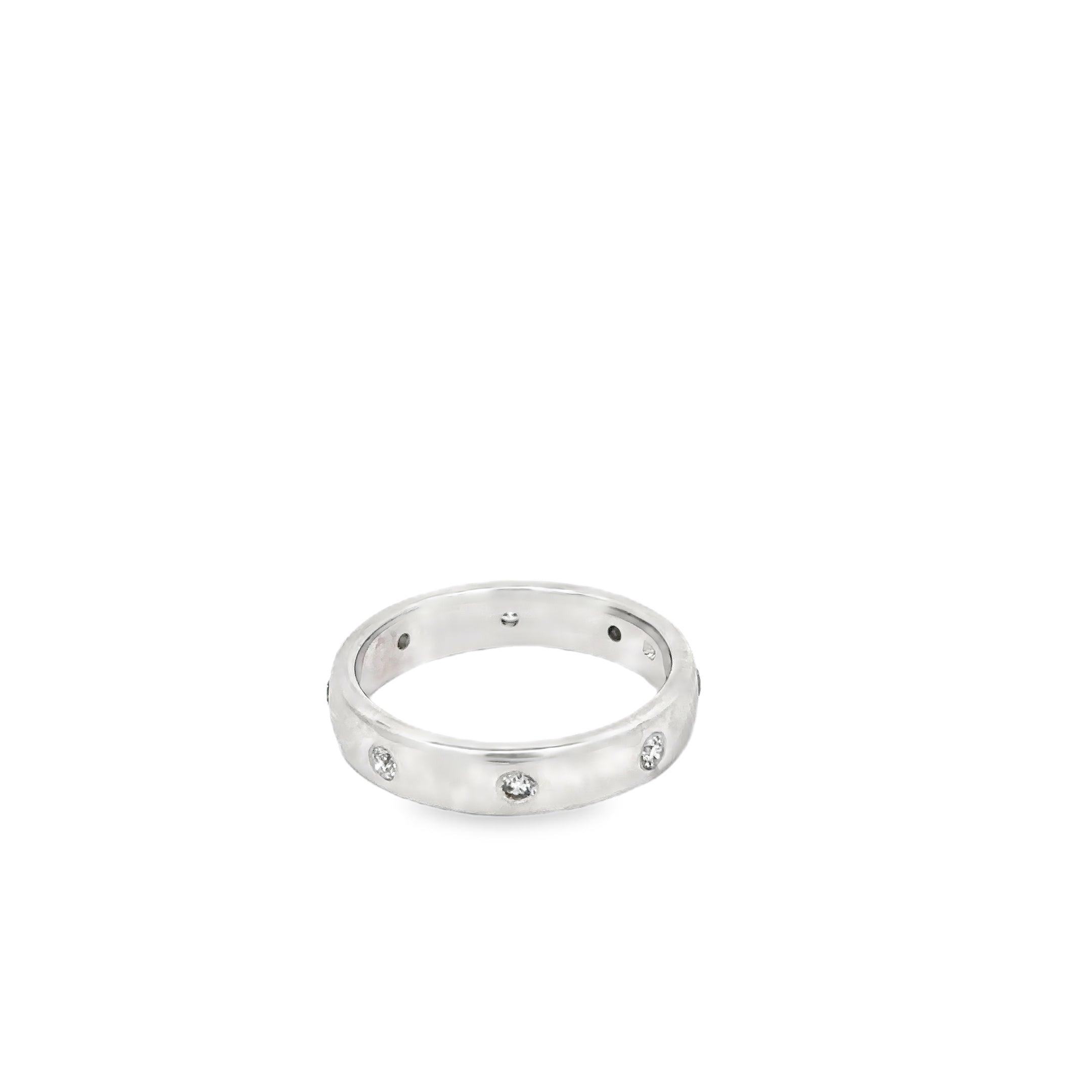 14K White Gold Diamond Eternity Band with 8 Burnished Diamonds