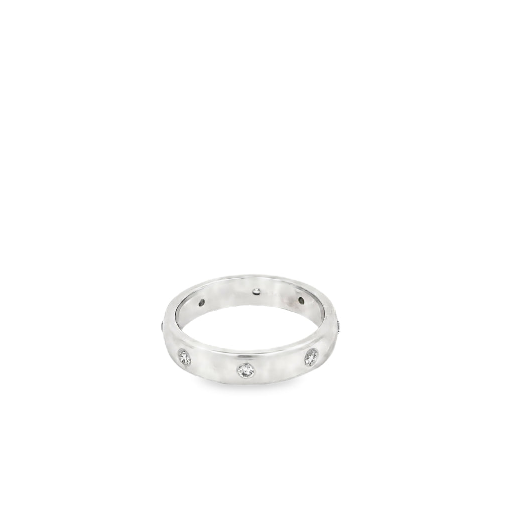 14K White Gold Diamond Eternity Band with 8 Burnished Diamonds