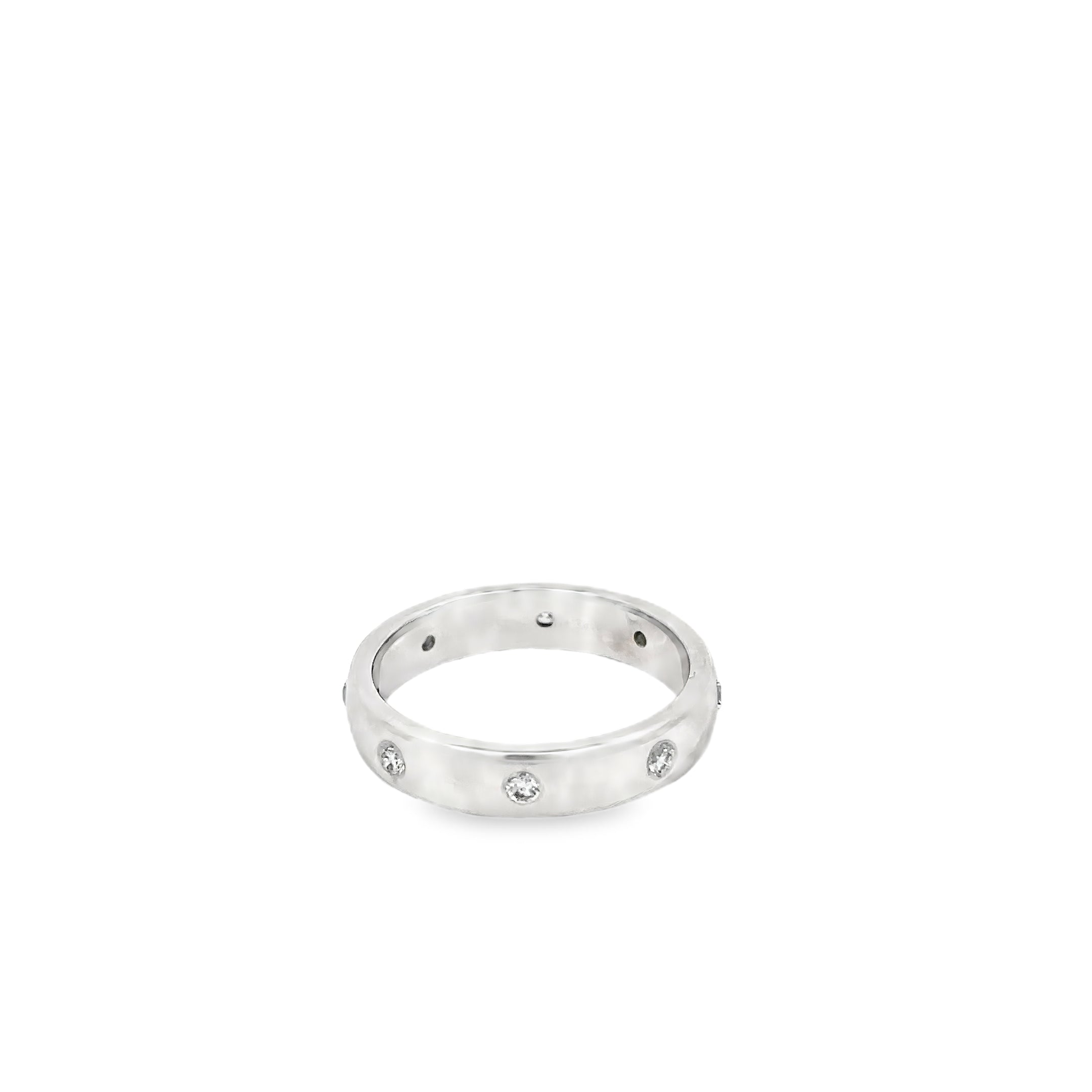 14K White Gold Diamond Eternity Band with 8 Burnished Diamonds