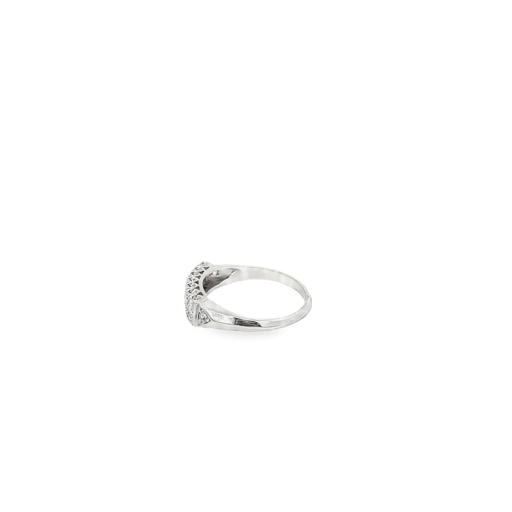 14K White Gold Double Row Fishtail Wedding Band