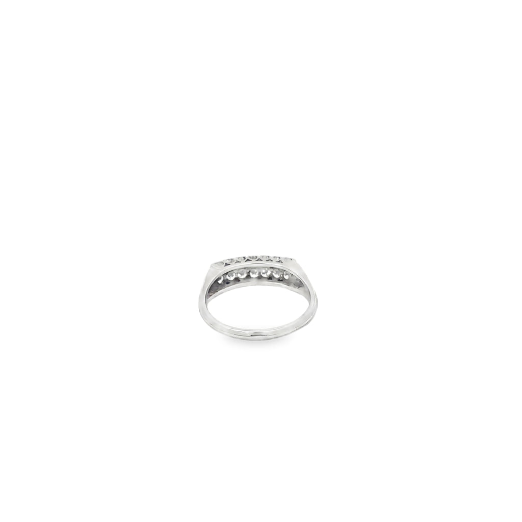 14K White Gold Double Row Fishtail Wedding Band