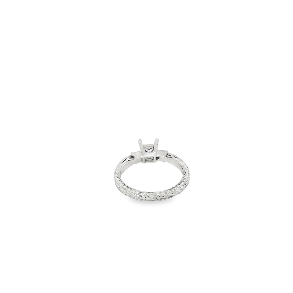 Platinum Solitaire Engagement Ring with 2 Princess Cut Diamonds