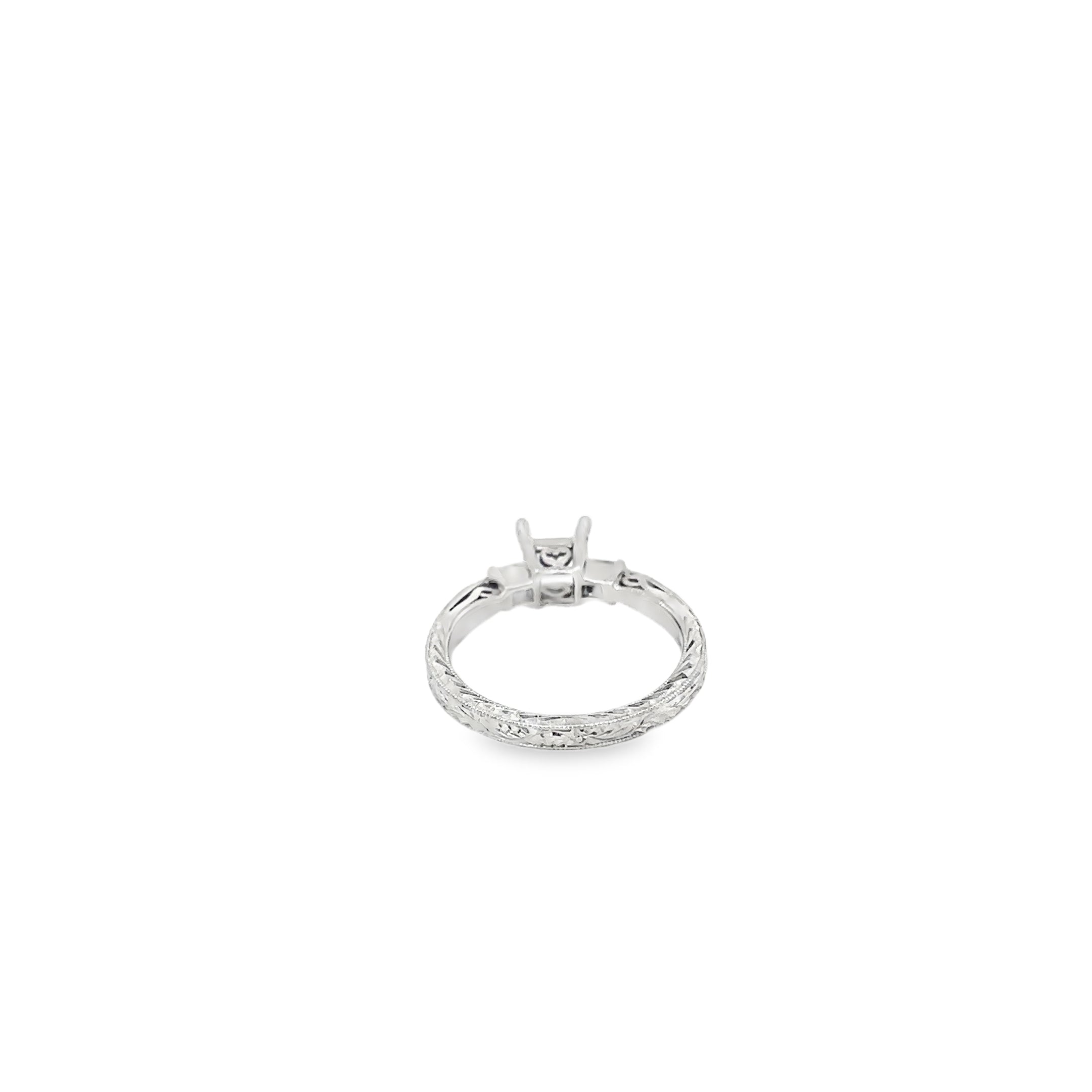 Platinum Solitaire Engagement Ring with 2 Princess Cut Diamonds