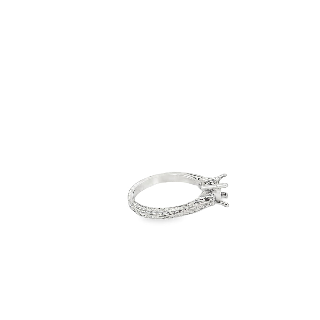 Platinum Solitaire Engagement Ring with 2 Princess Cut Diamonds