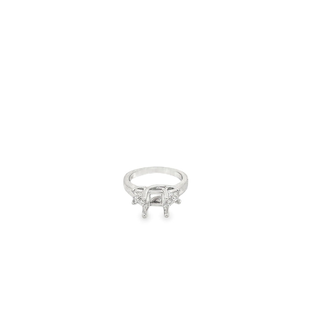 18K White Gold Open Trestle Engagement Ring with Round Diamonds