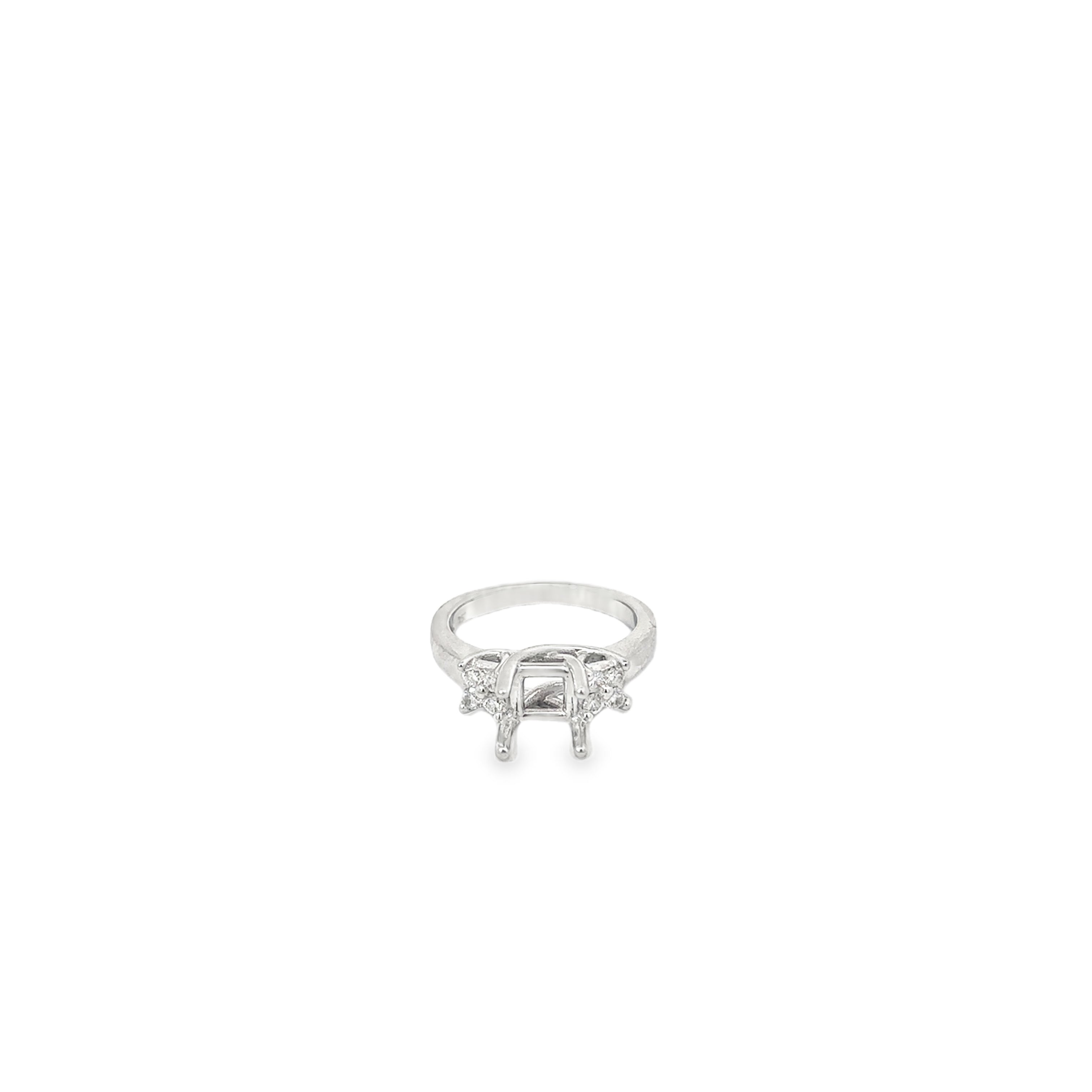 18K White Gold Open Trestle Engagement Ring with Round Diamonds