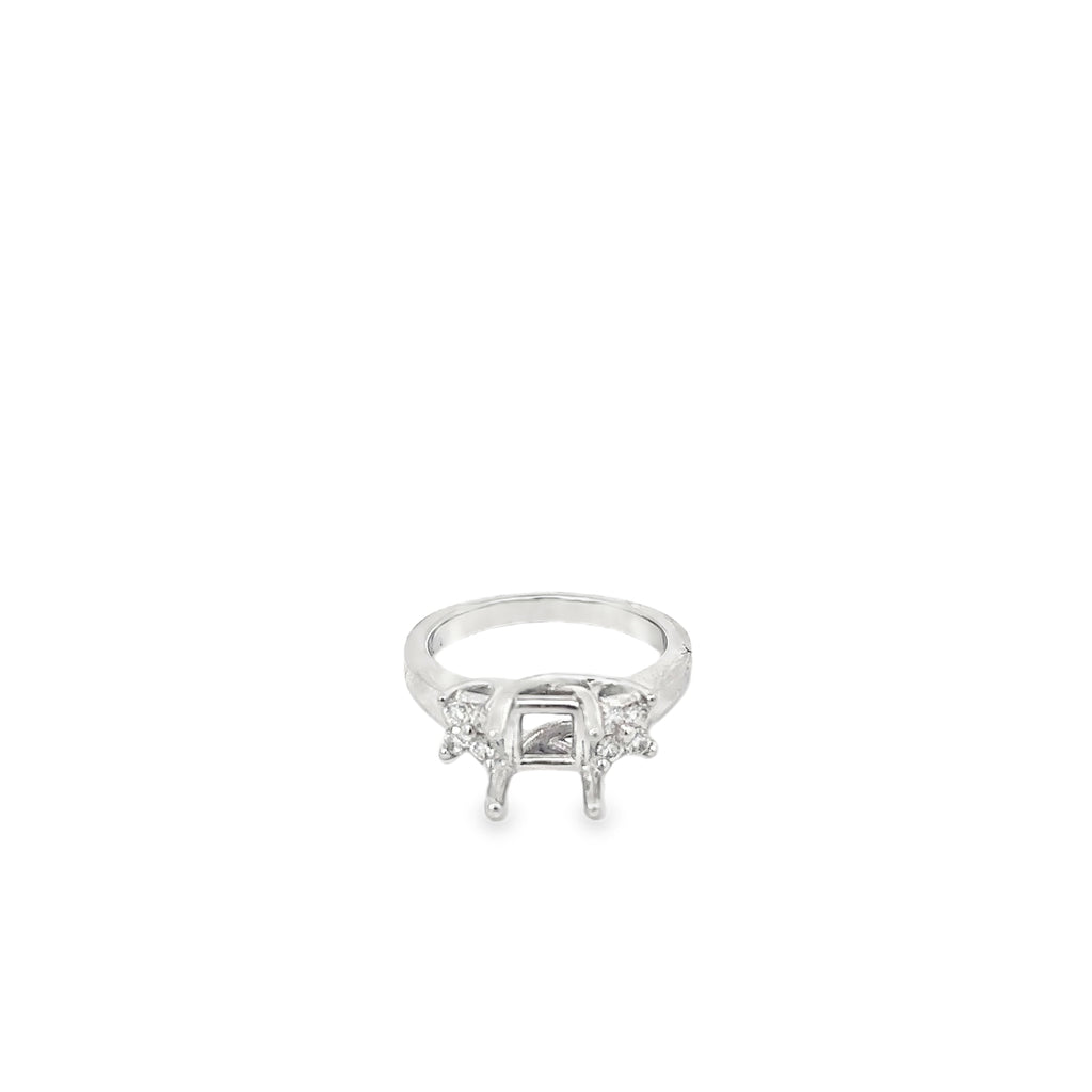 18K White Gold Open Trestle Engagement Ring with Round Diamonds