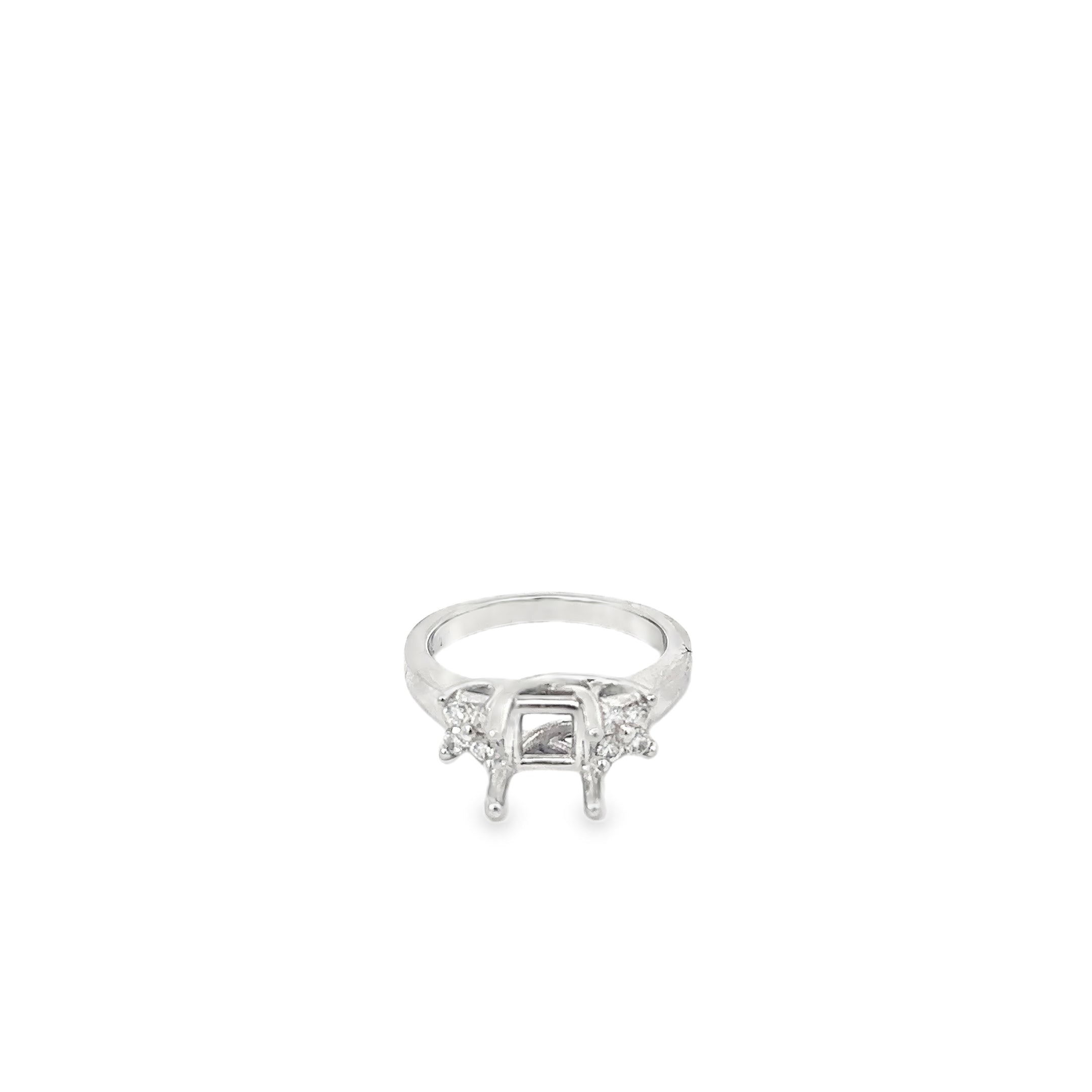 18K White Gold Open Trestle Engagement Ring with Round Diamonds