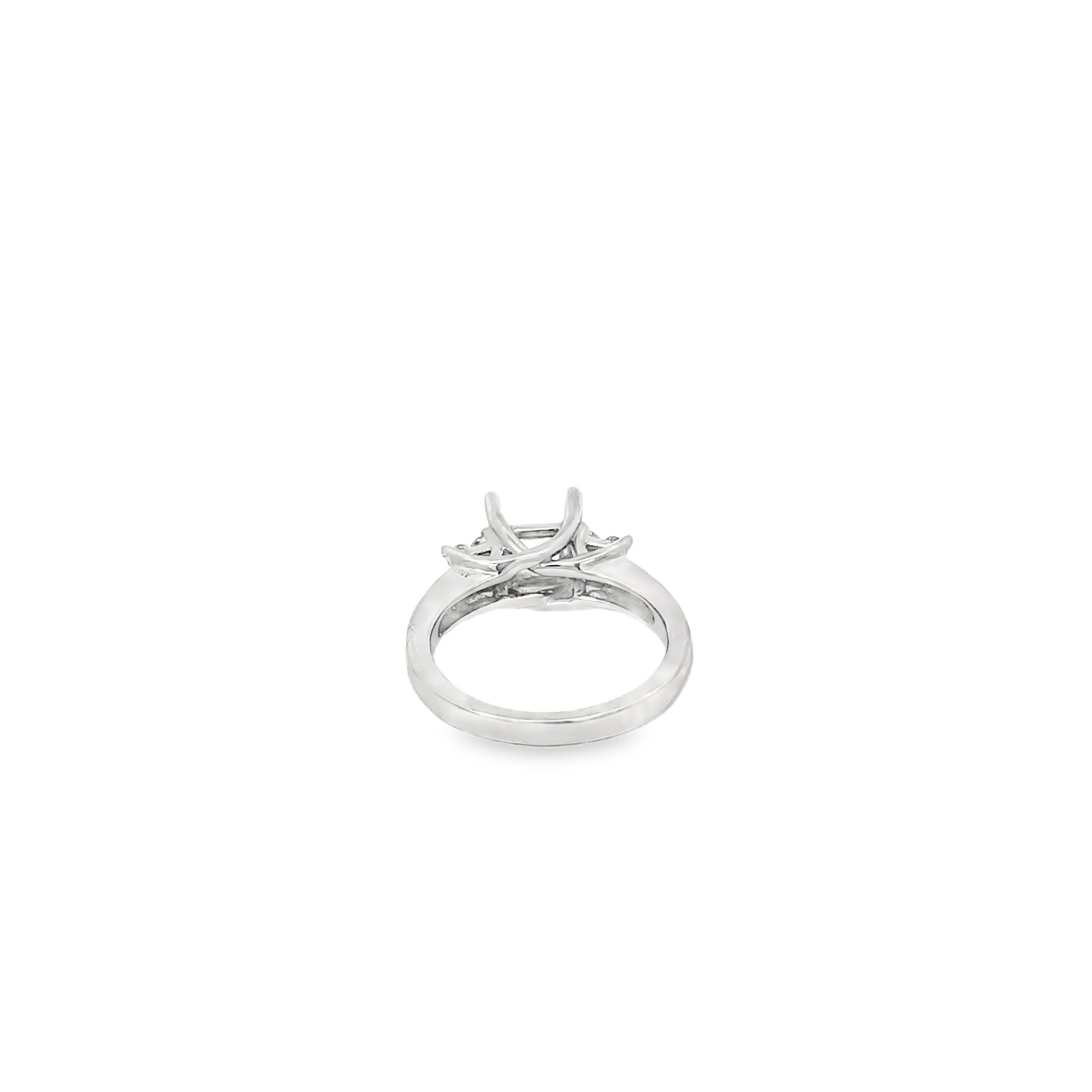 18K White Gold Open Trestle Engagement Ring with Round Diamonds