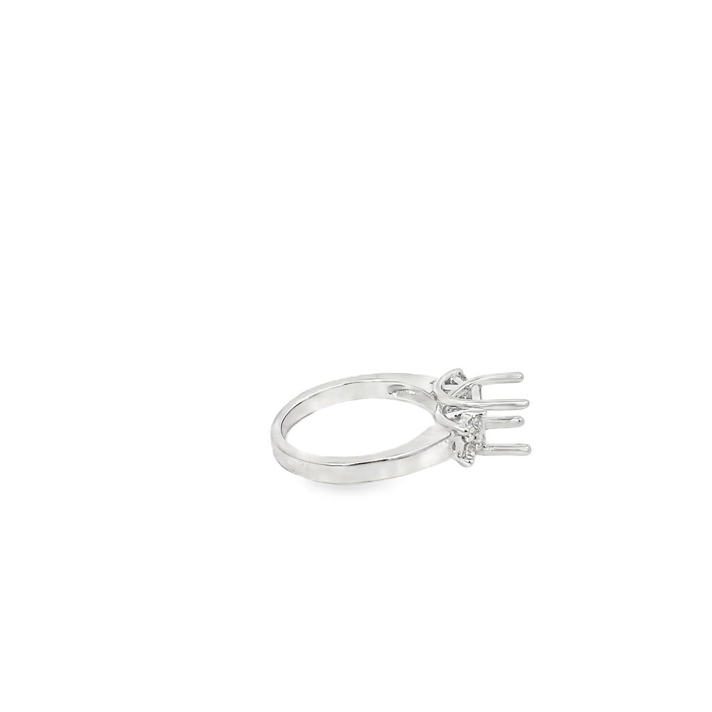18K White Gold Open Trestle Engagement Ring with Round Diamonds
