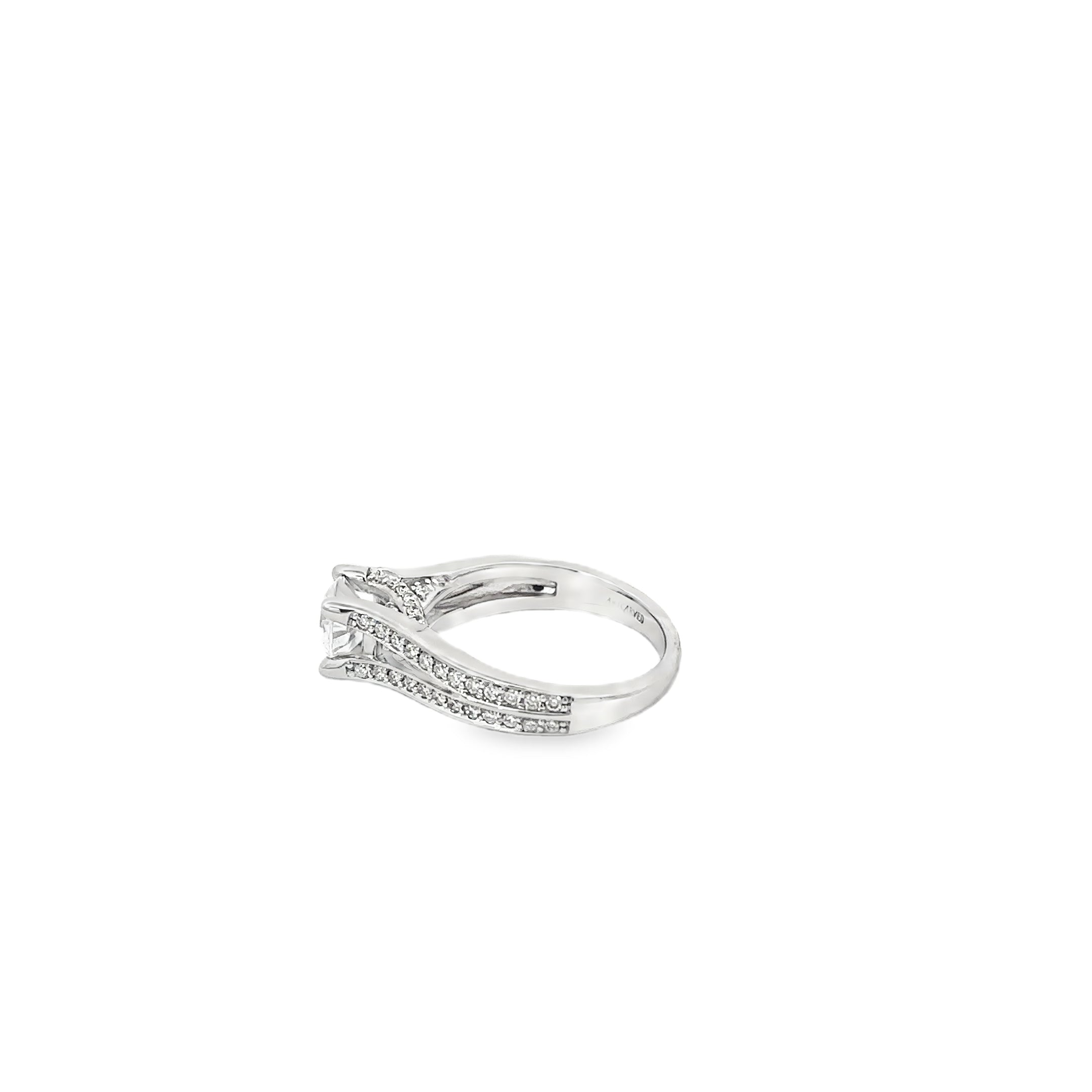 14K White Gold Split Shank Mounting with Raised 4 Prong Setting with X Style Head