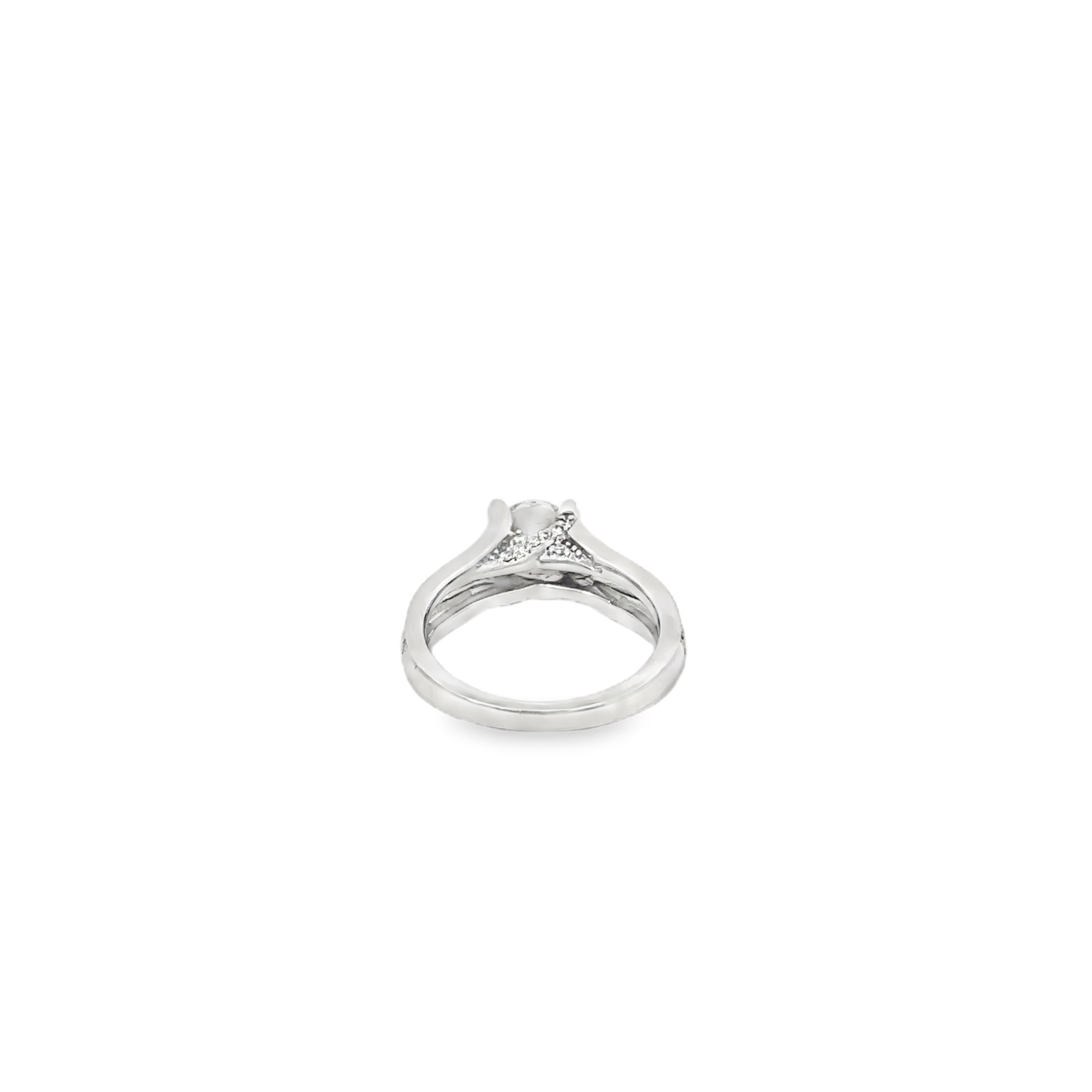 14K White Gold Split Shank Mounting with Raised 4 Prong Setting with X Style Head
