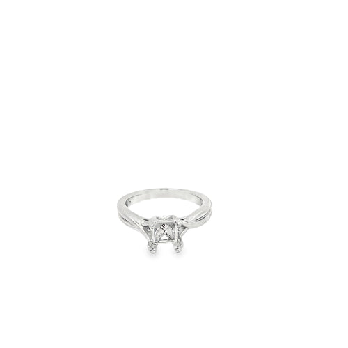 14K White Gold Contemporary Twist Solitaire Engagement Ring