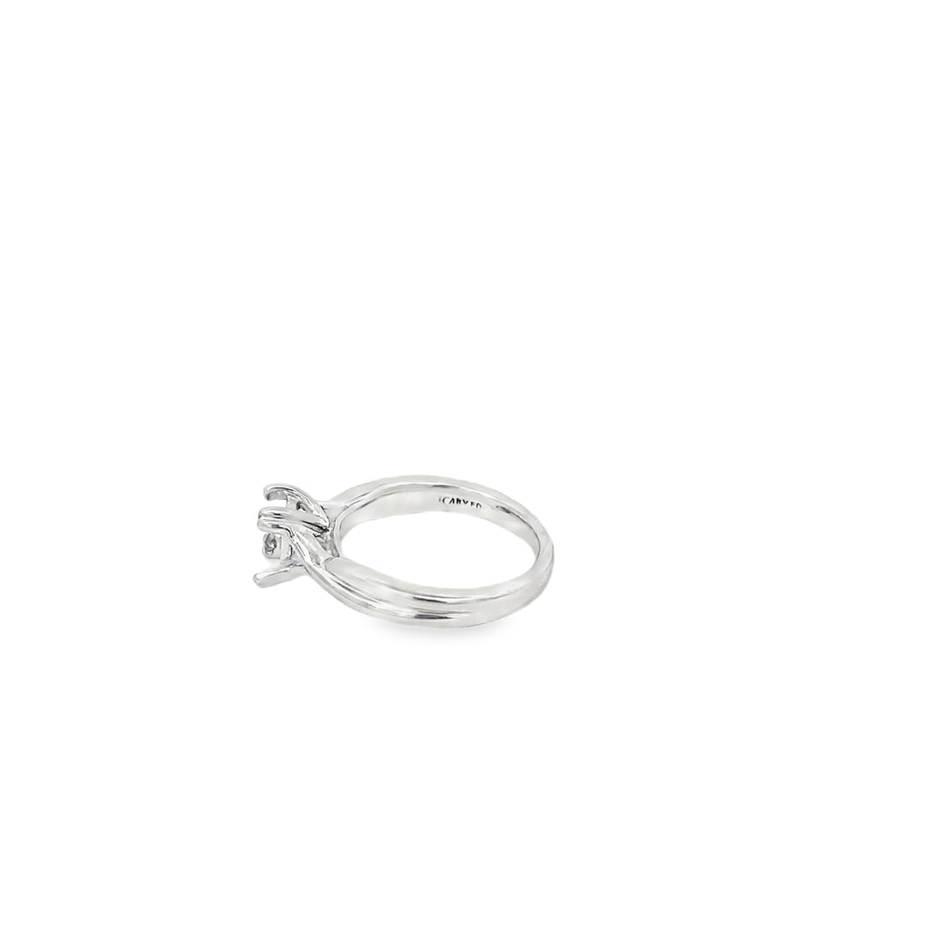 14K White Gold Contemporary Twist Solitaire Engagement Ring