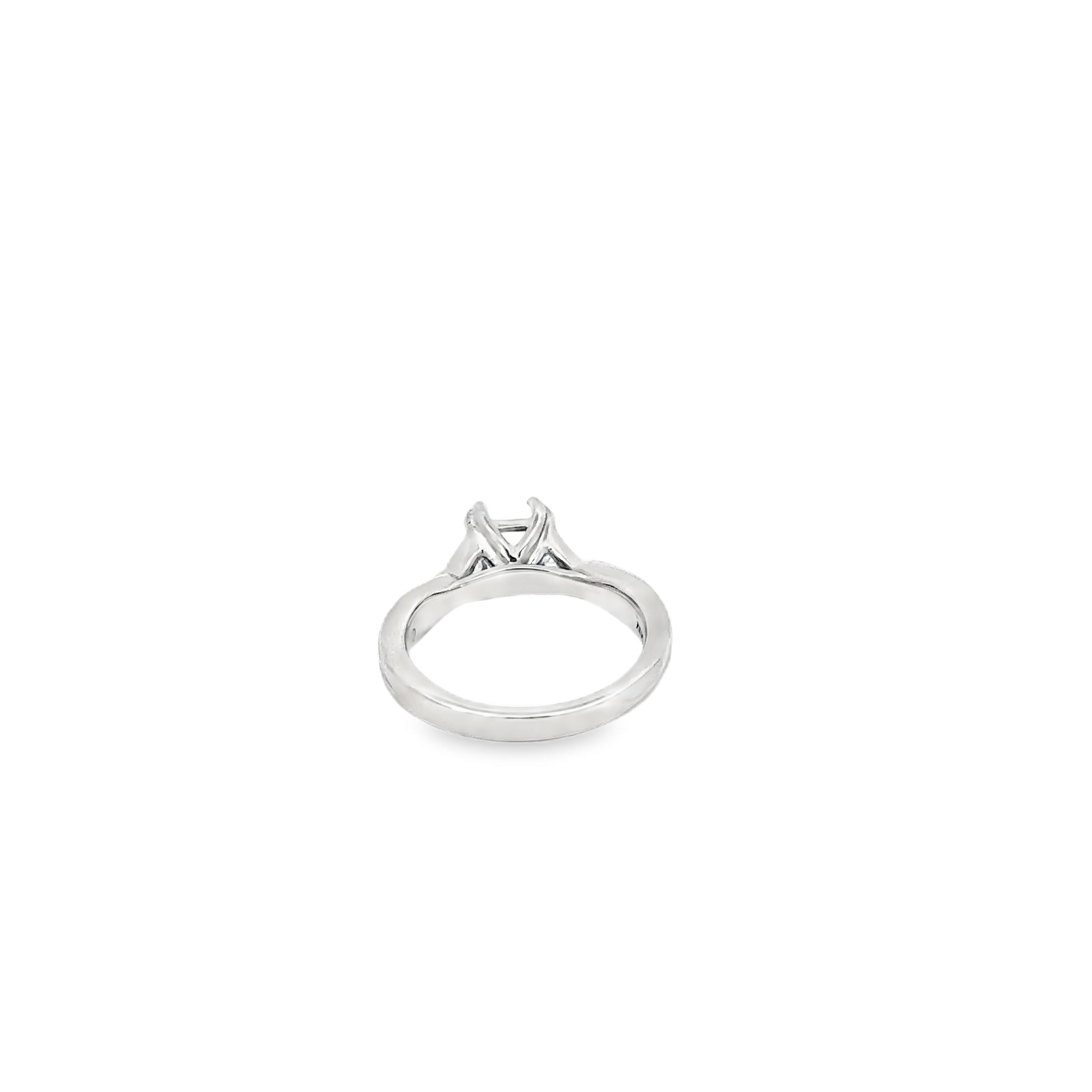 14K White Gold Contemporary Twist Solitaire Engagement Ring