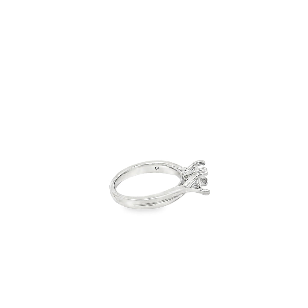 14K White Gold Contemporary Twist Solitaire Engagement Ring
