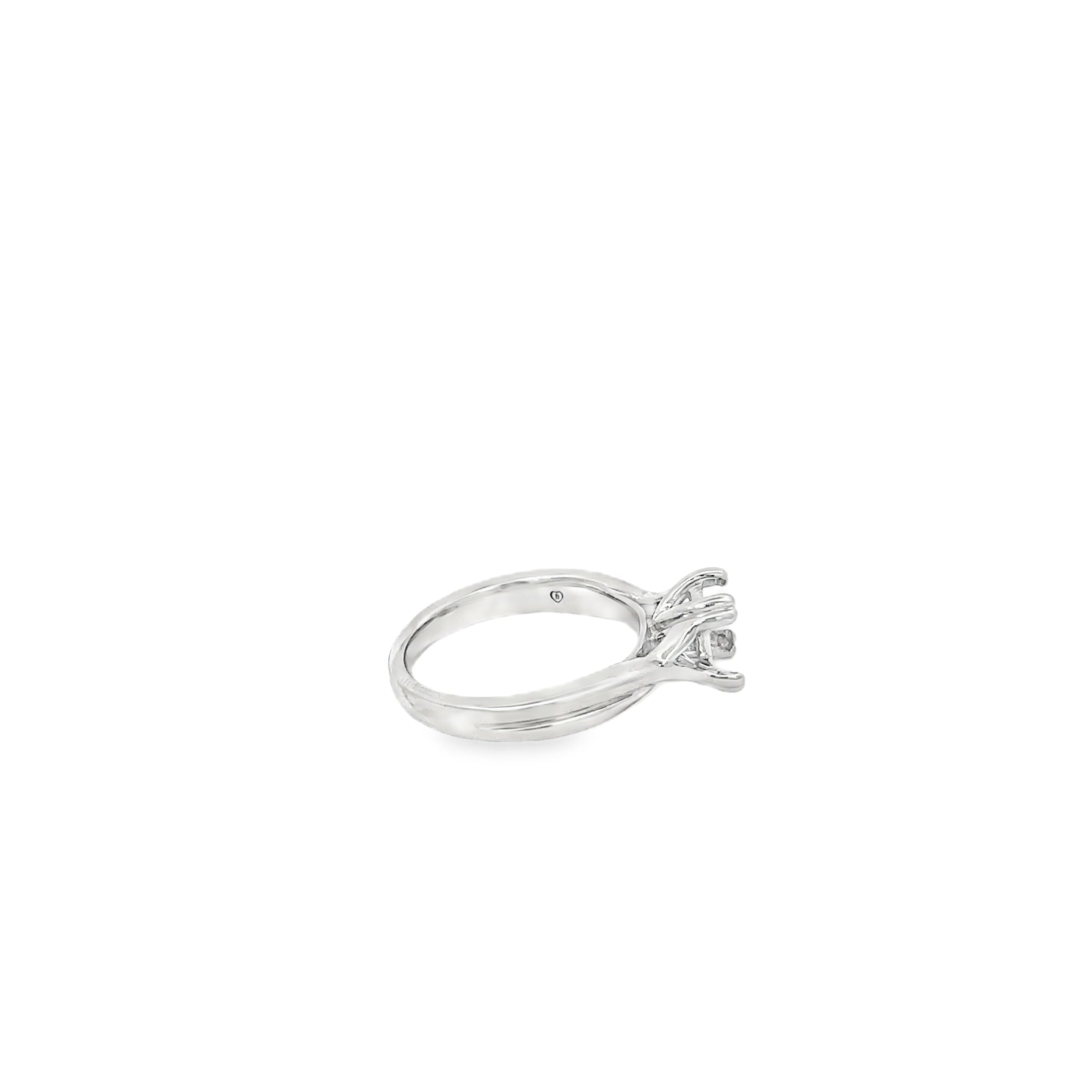 14K White Gold Contemporary Twist Solitaire Engagement Ring