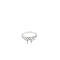 18K White Gold Vintage Inspired Engagement Ring with Semi-Mount with Two Princess Cuts and 16 Round Bead Set Diamonds