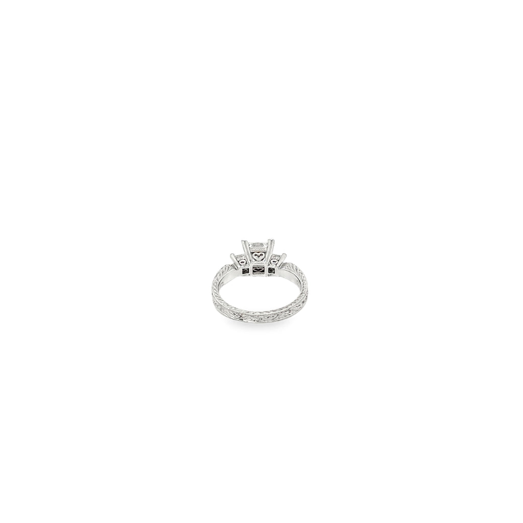 Platinum Solitaire Engagement Ring with 2 Princess Cut Diamonds