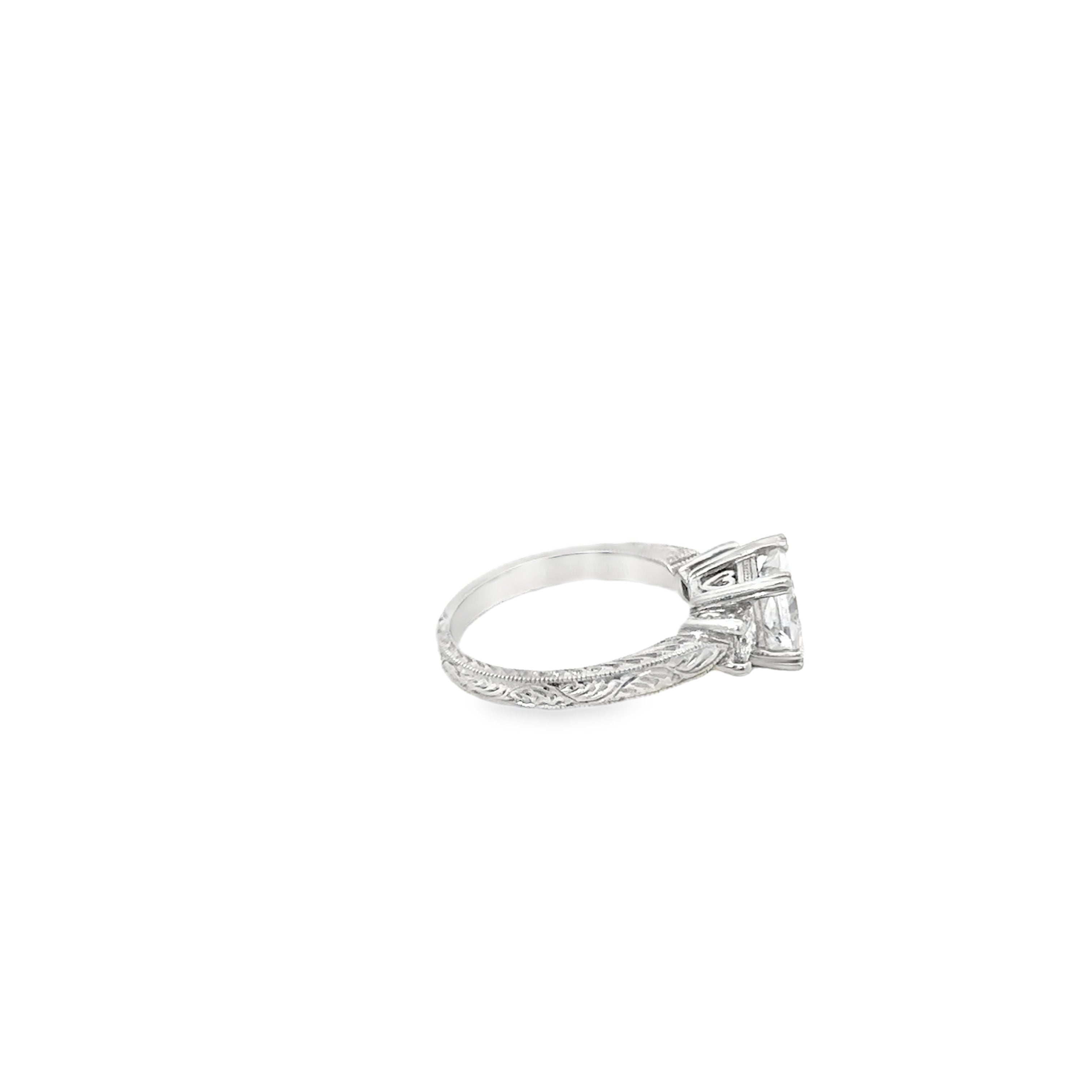 Platinum Solitaire Engagement Ring with 2 Princess Cut Diamonds