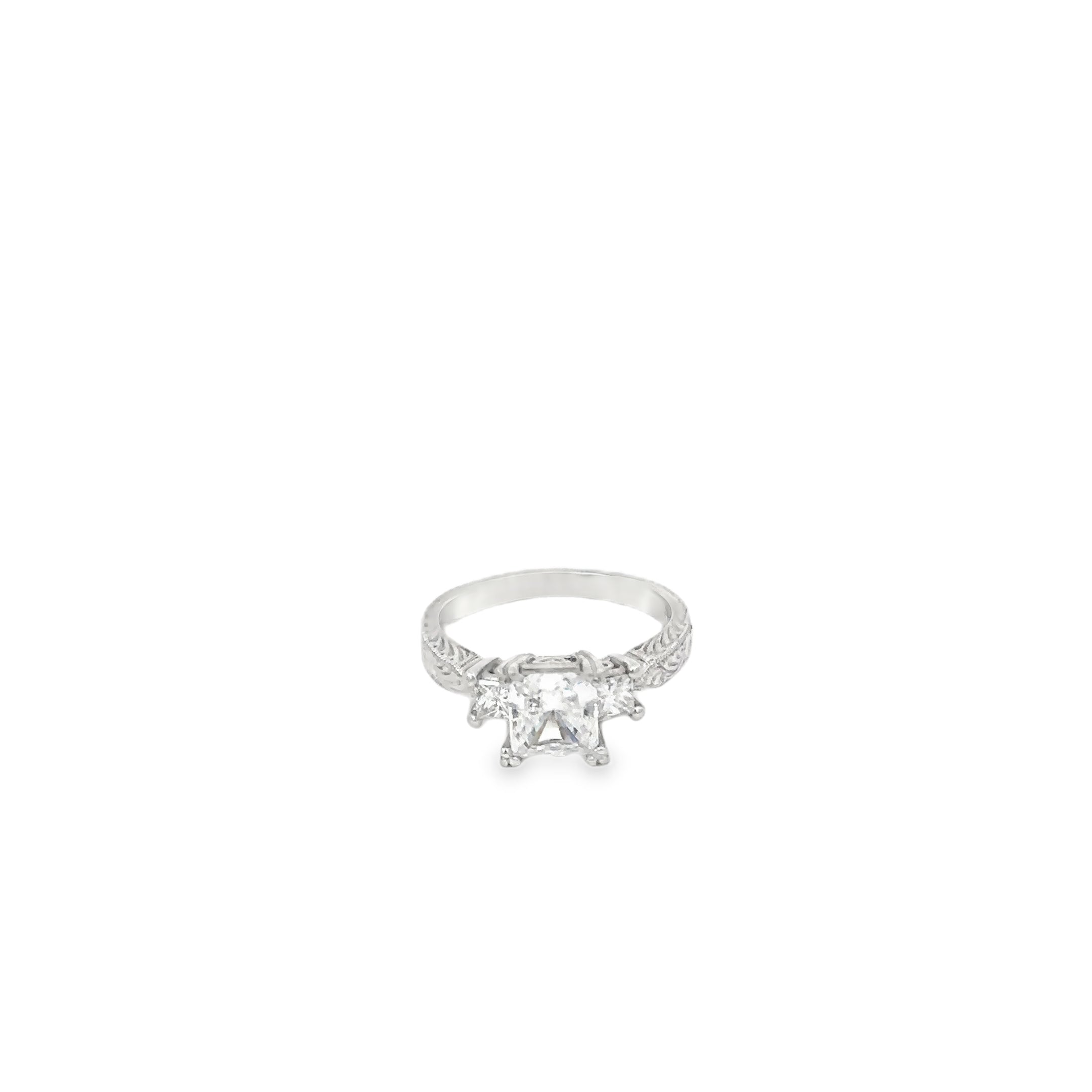 Platinum Solitaire Engagement Ring with 2 Princess Cut Diamonds