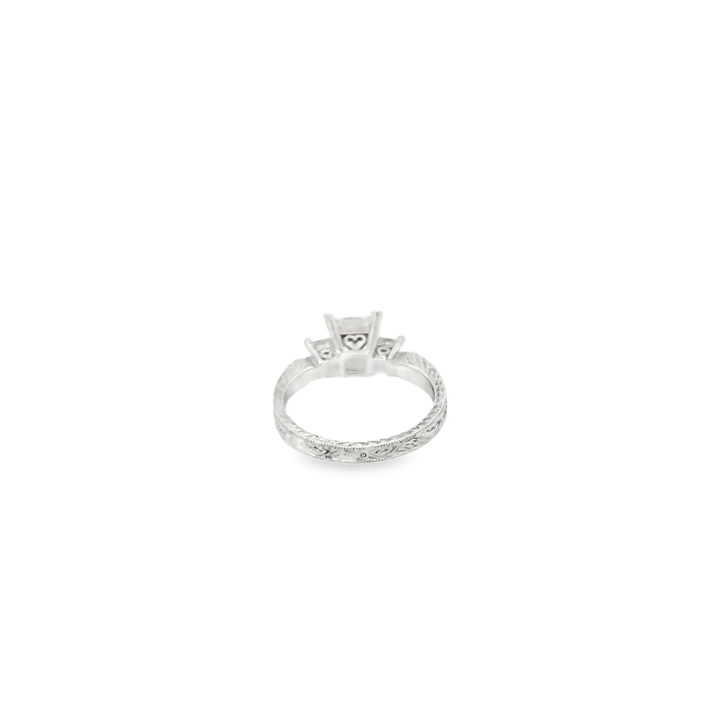 Platinum Solitaire Engagement Ring with 2 Princess Cut Diamonds