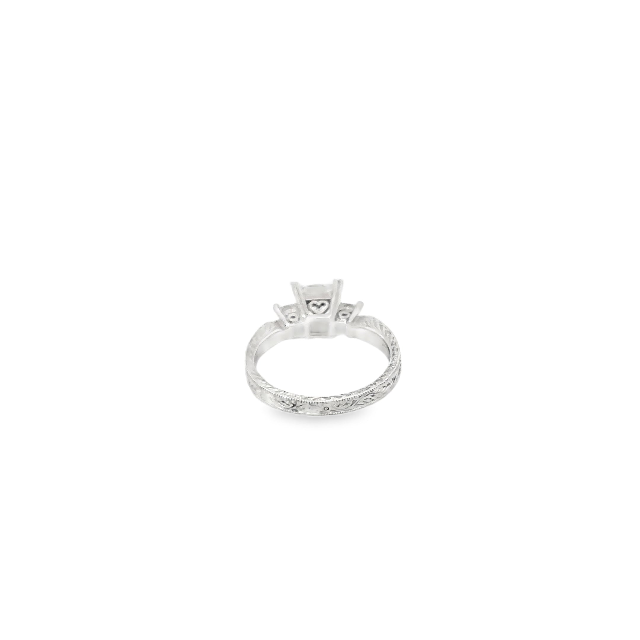 Platinum Solitaire Engagement Ring with 2 Princess Cut Diamonds