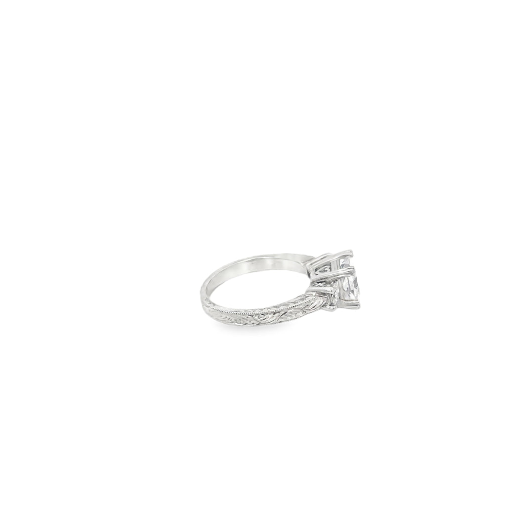 Platinum Solitaire Engagement Ring with 2 Princess Cut Diamonds