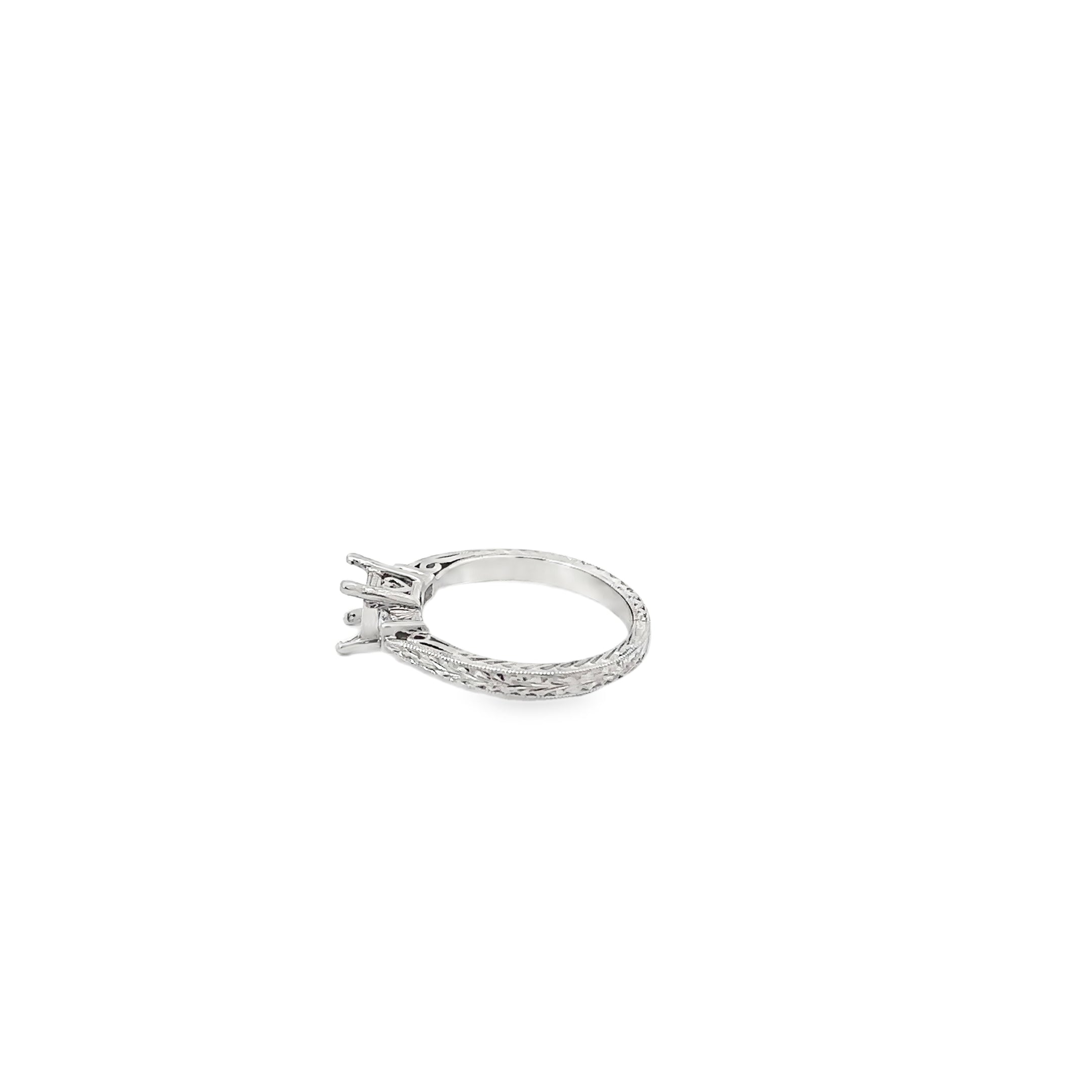 Platinum Solitaire Engagement Ring with 2 Princess Cut Diamonds