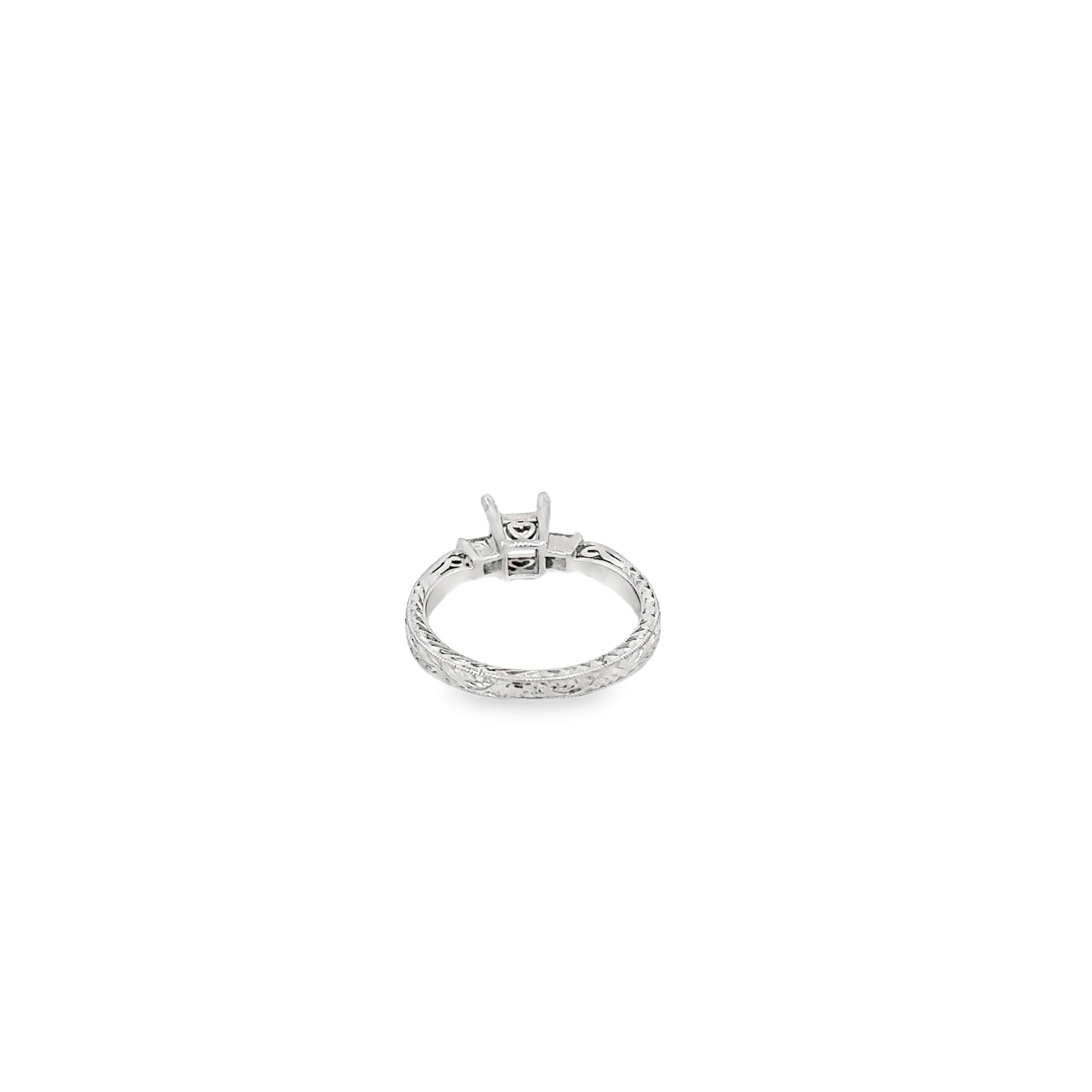 Platinum Solitaire Engagement Ring with 2 Princess Cut Diamonds
