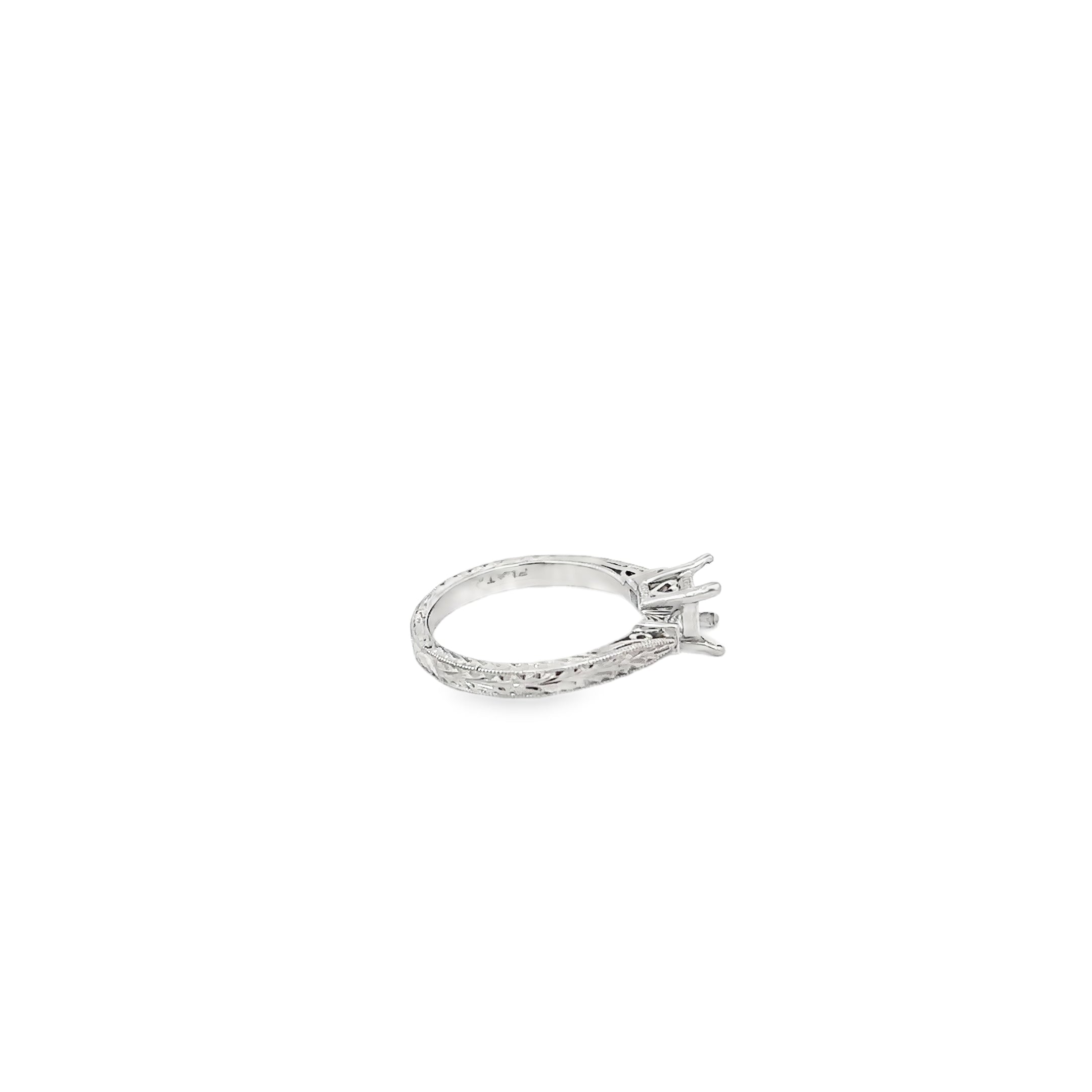 Platinum Solitaire Engagement Ring with 2 Princess Cut Diamonds