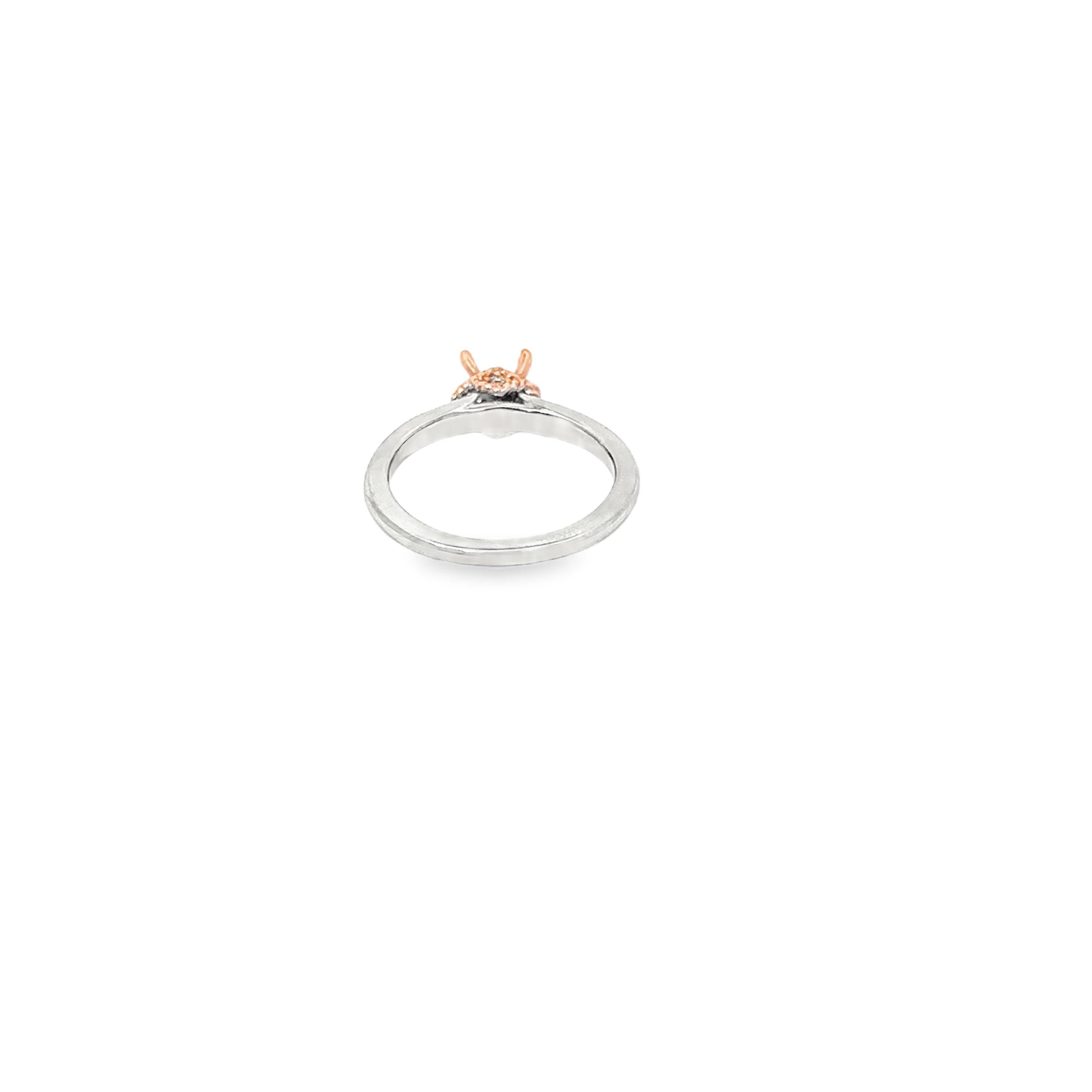 14K White and Rose Gold Contemporary Rope Solitaire Engagement Ring