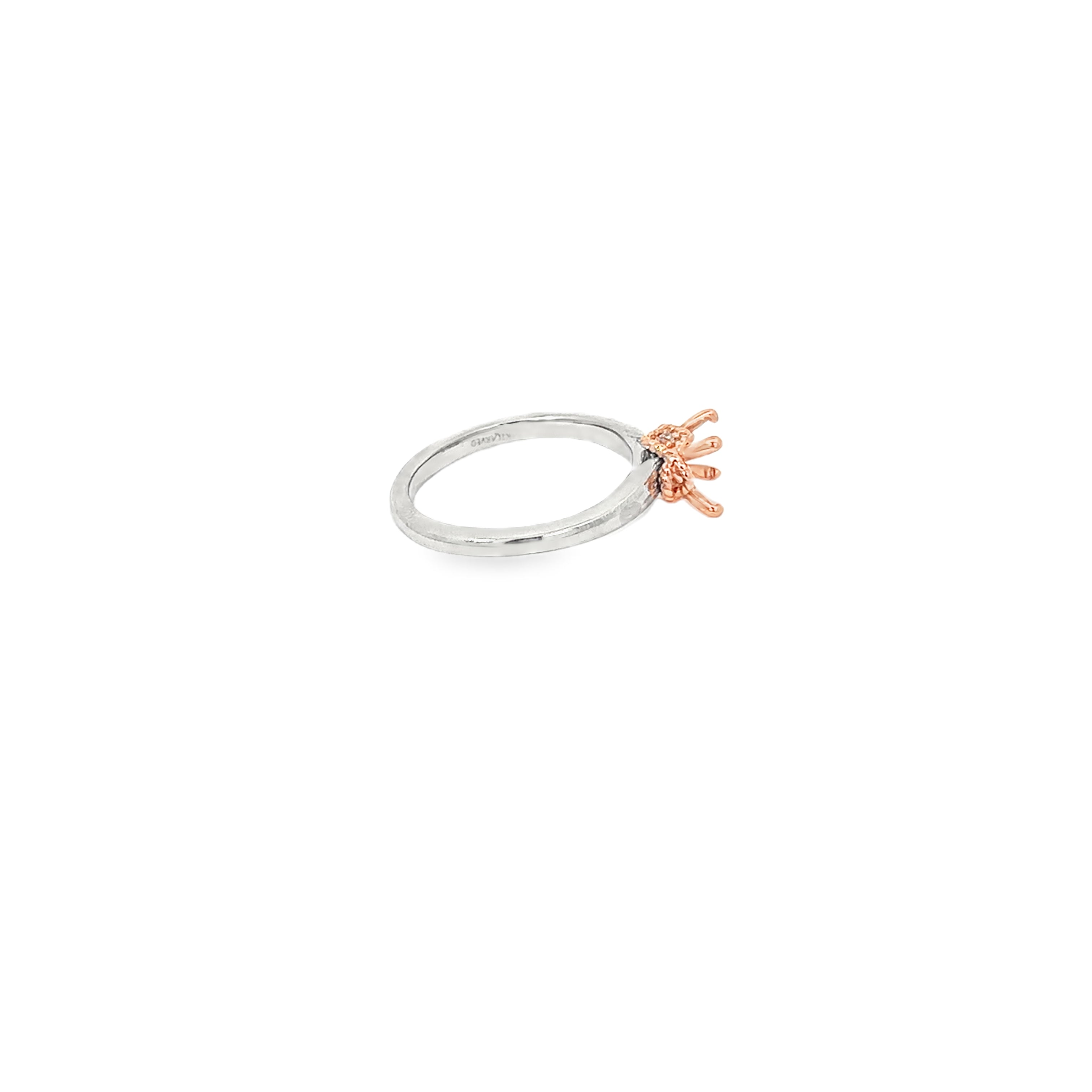 14K White and Rose Gold Contemporary Rope Solitaire Engagement Ring