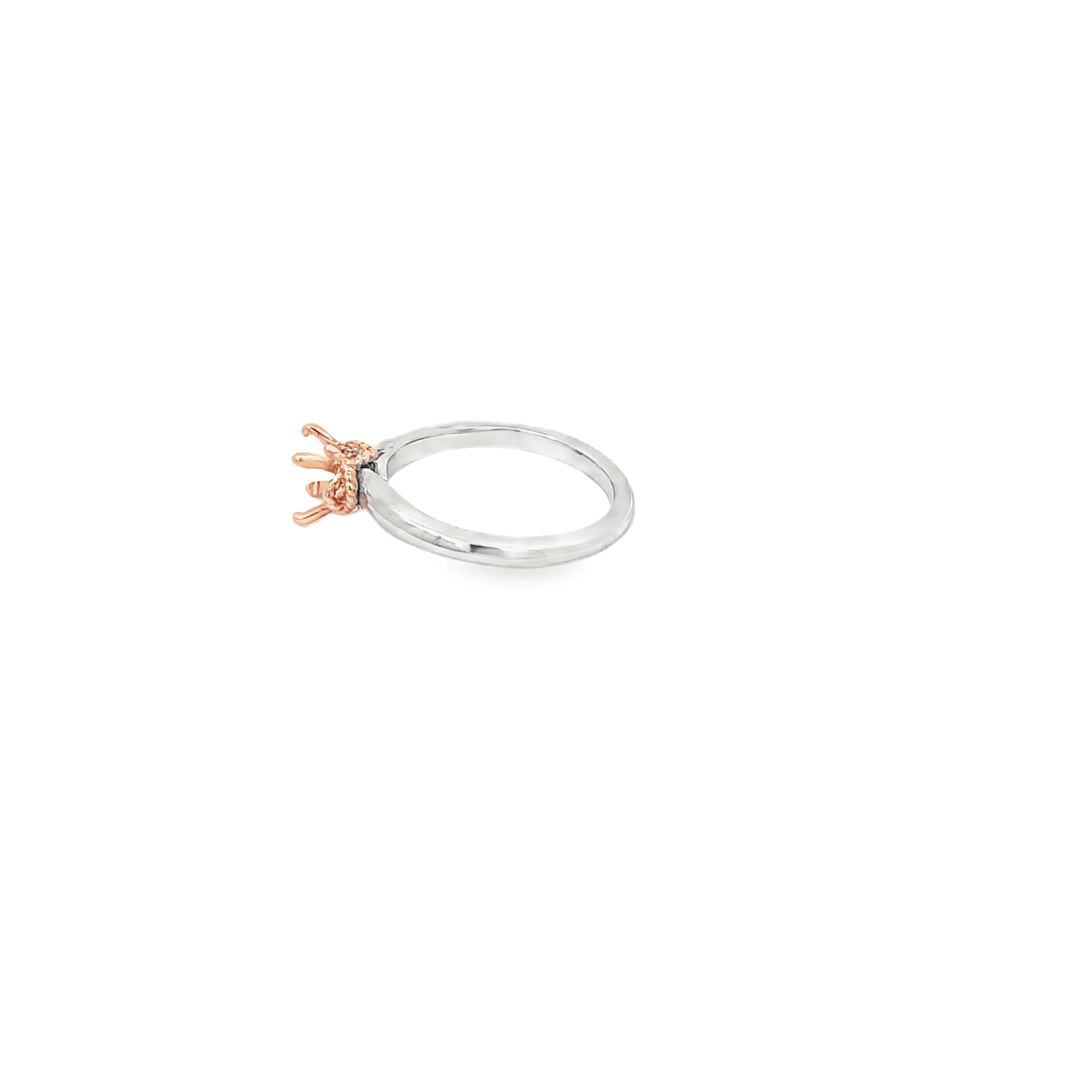 14K White and Rose Gold Contemporary Rope Solitaire Engagement Ring