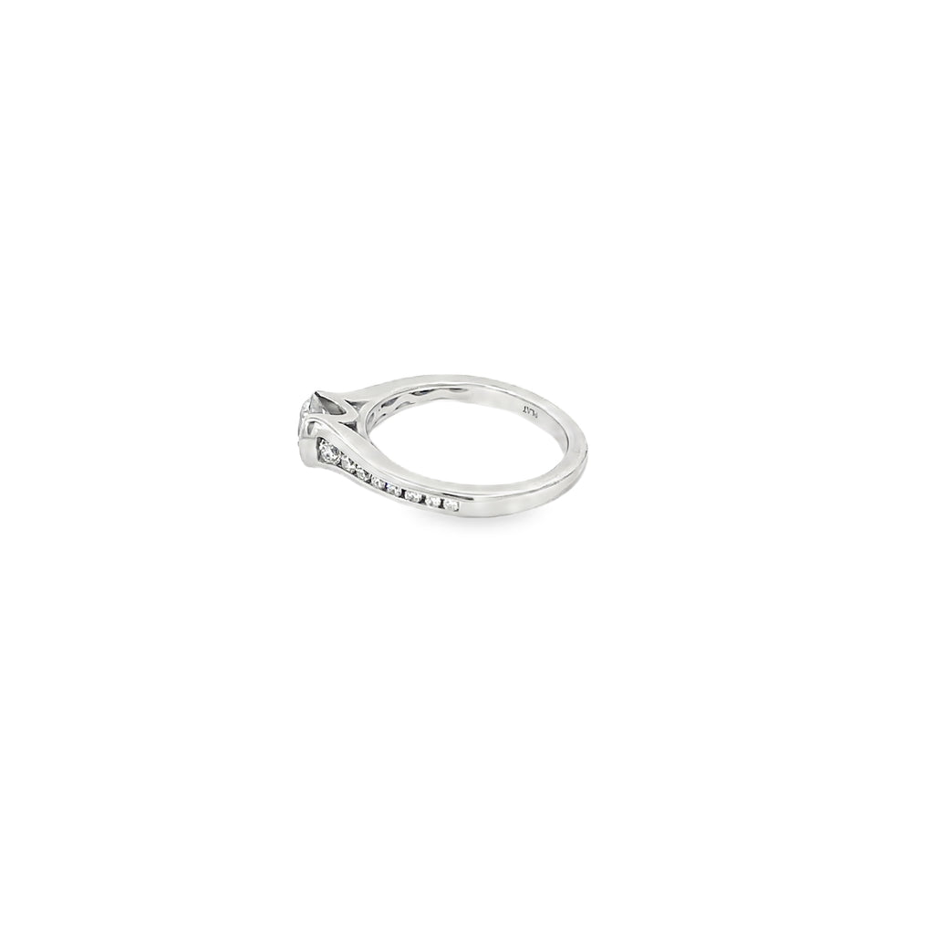 Platinum Half Bezel Engagement Ring with Channel Set Diamonds