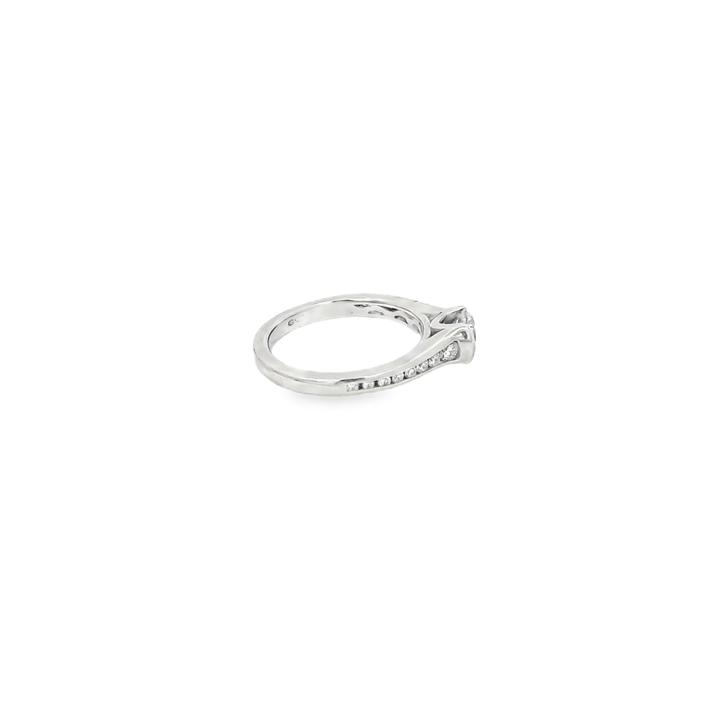 Platinum Half Bezel Engagement Ring with Channel Set Diamonds