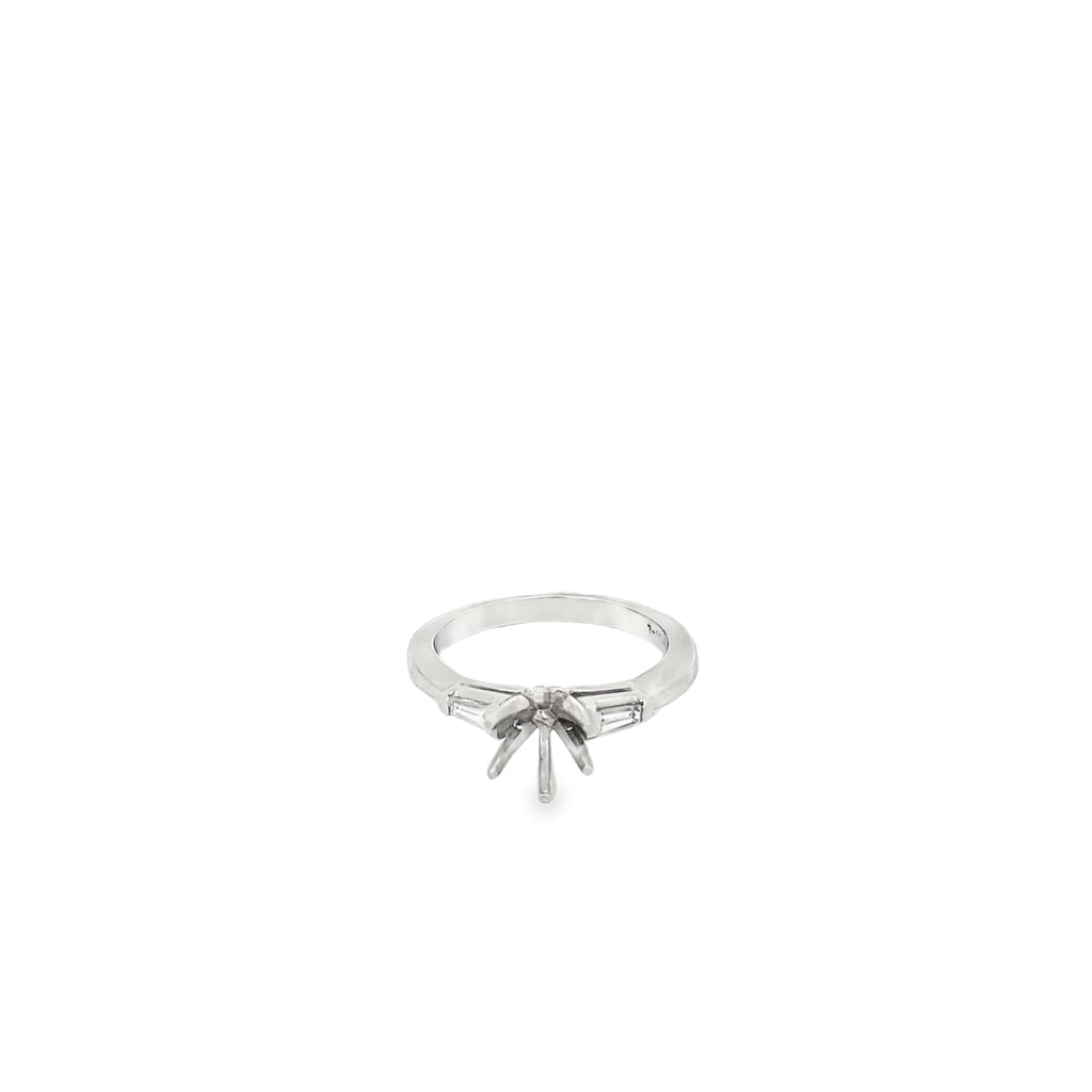 Platinum and Two Tapered Baguette Engagement Ring