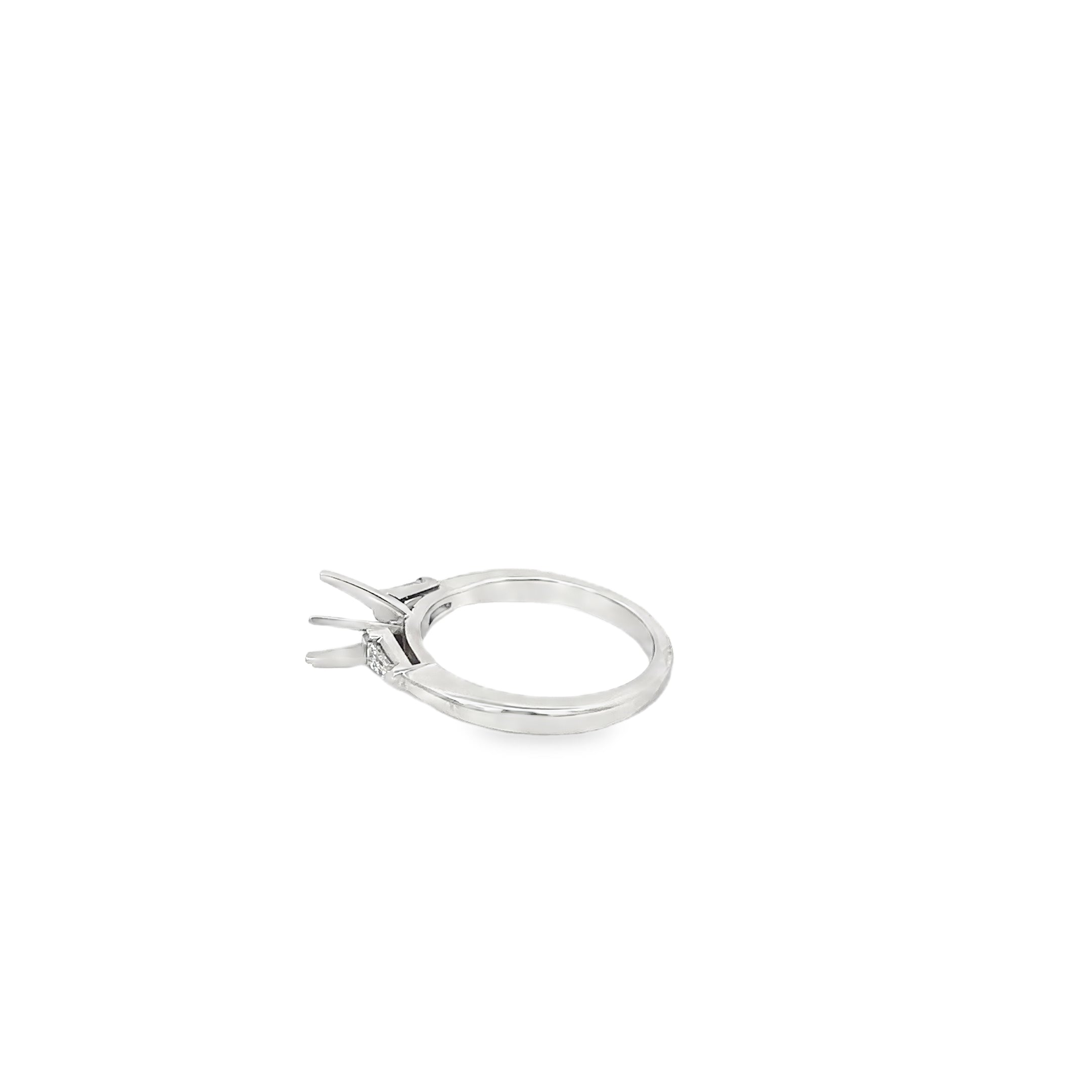 Platinum and Two Tapered Baguette Engagement Ring
