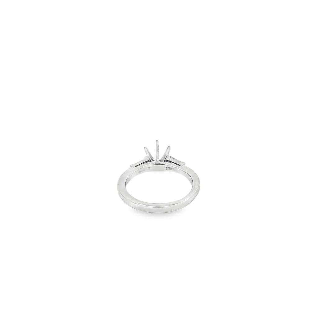 Platinum and Two Tapered Baguette Engagement Ring