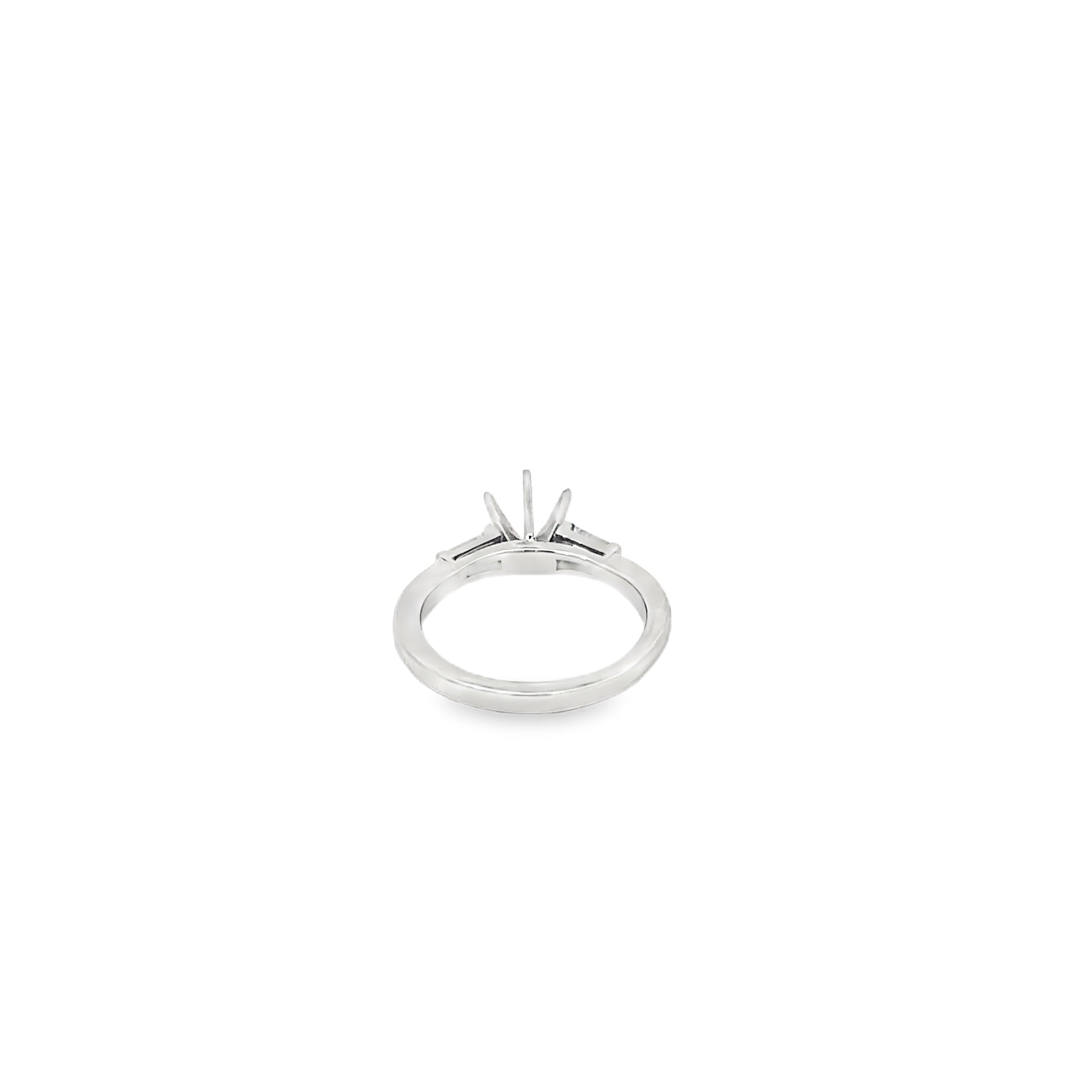 Platinum and Two Tapered Baguette Engagement Ring