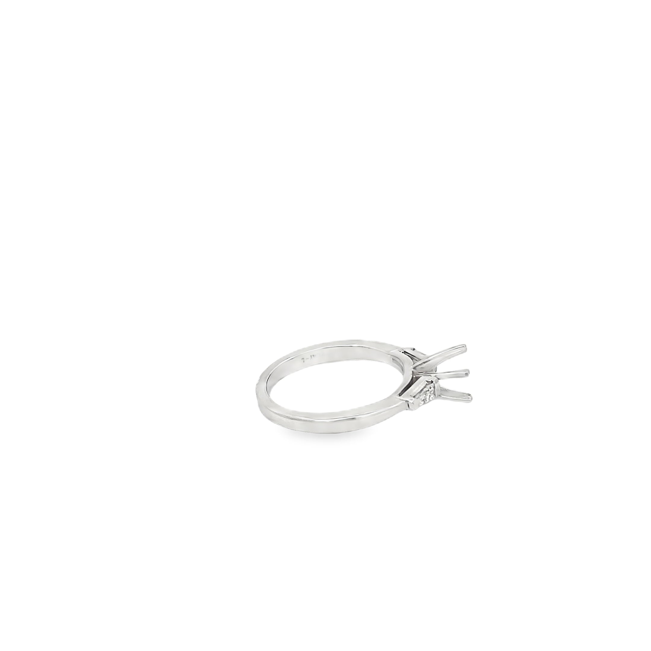 Platinum and Two Tapered Baguette Engagement Ring