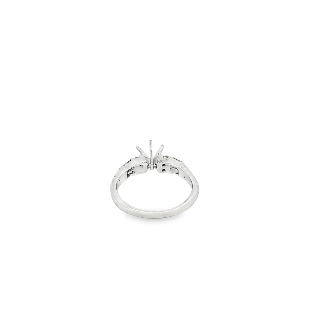 14K White Gold Semi Mount with Round and Tapered Baguette Channel Set Diamonds
