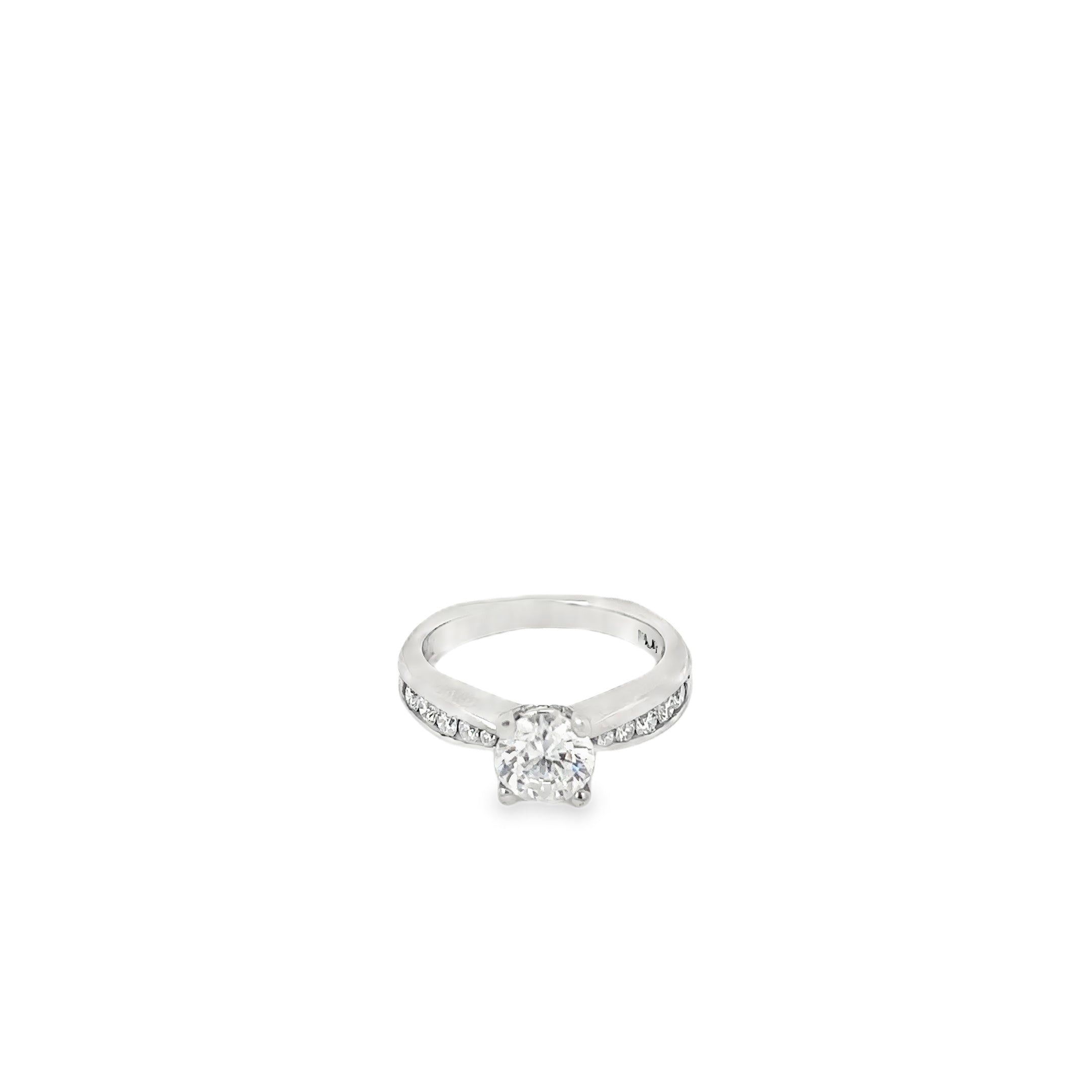 Platinum Diamond Engagement Ring with Graduated Channel Set Diamonds