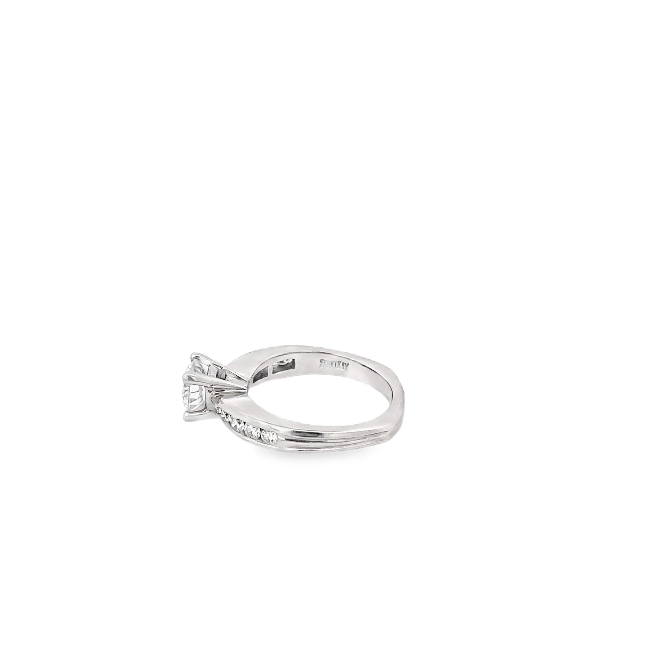 Platinum Diamond Engagement Ring with Graduated Channel Set Diamonds