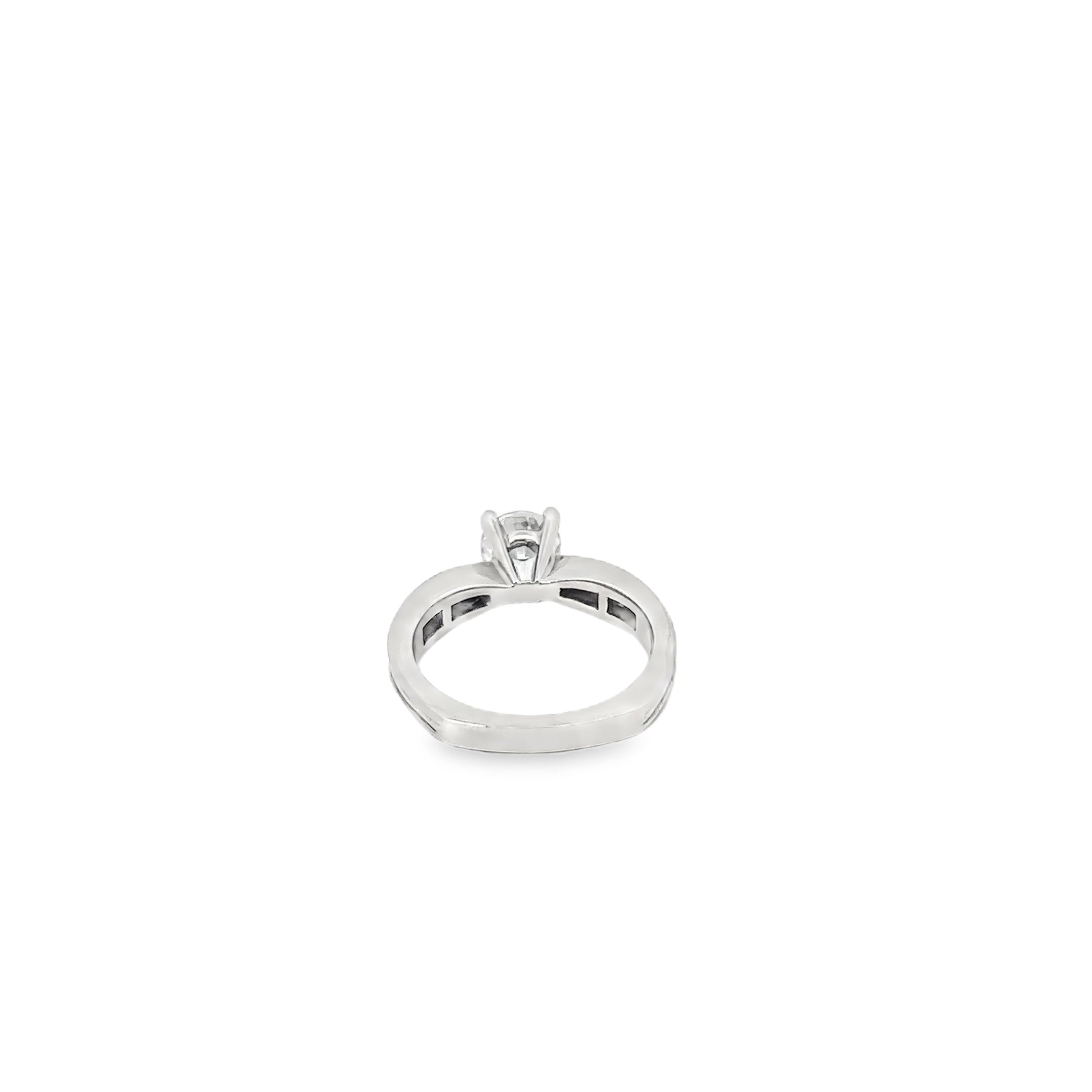 Platinum Diamond Engagement Ring with Graduated Channel Set Diamonds
