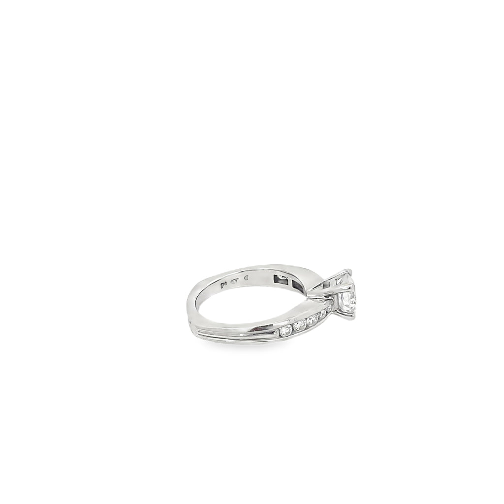 Platinum Diamond Engagement Ring with Graduated Channel Set Diamonds